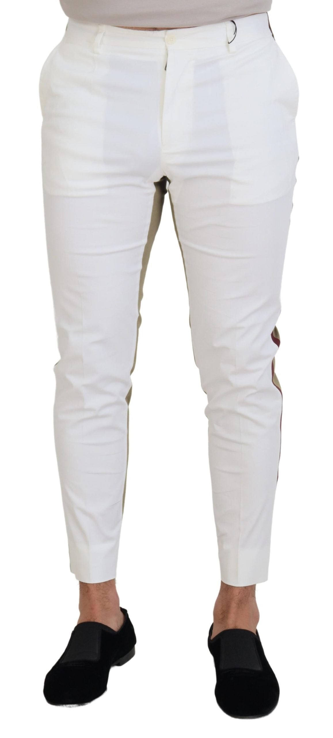 Dolce &amp; Gabbana Pantalon chic en coton bicolore blanc et marron