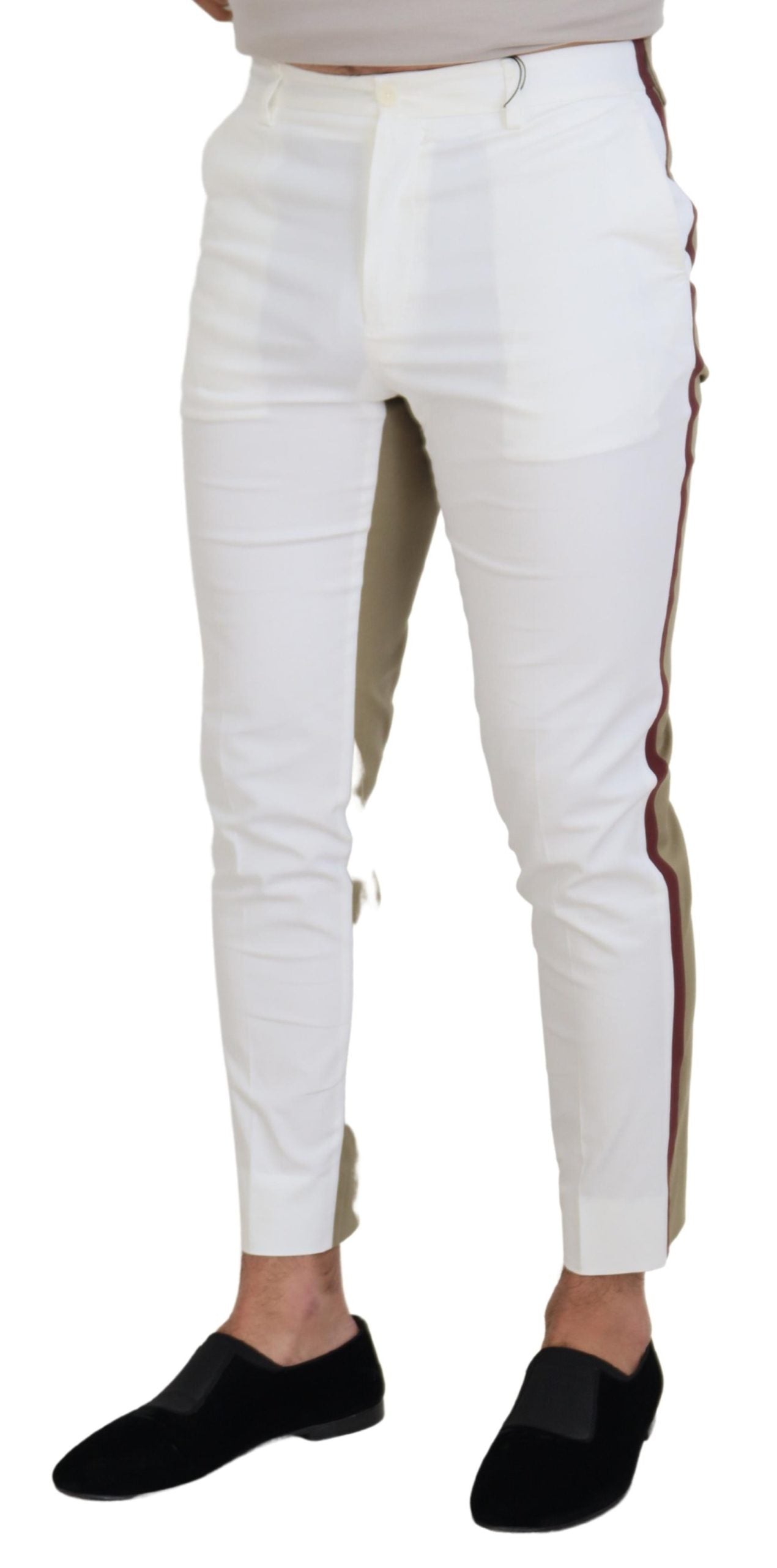 Dolce &amp; Gabbana Pantalon chic en coton bicolore blanc et marron