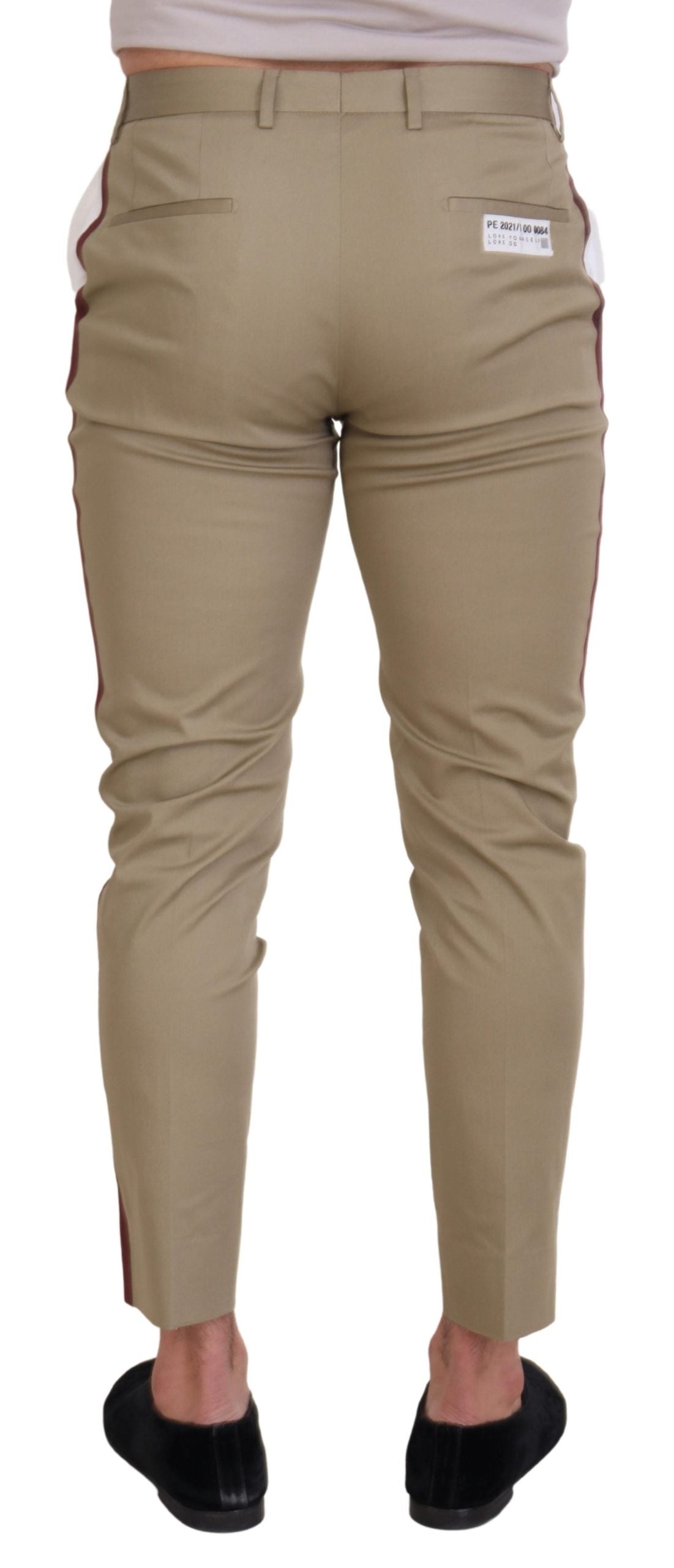 Dolce &amp; Gabbana Pantalon chic en coton bicolore blanc et marron