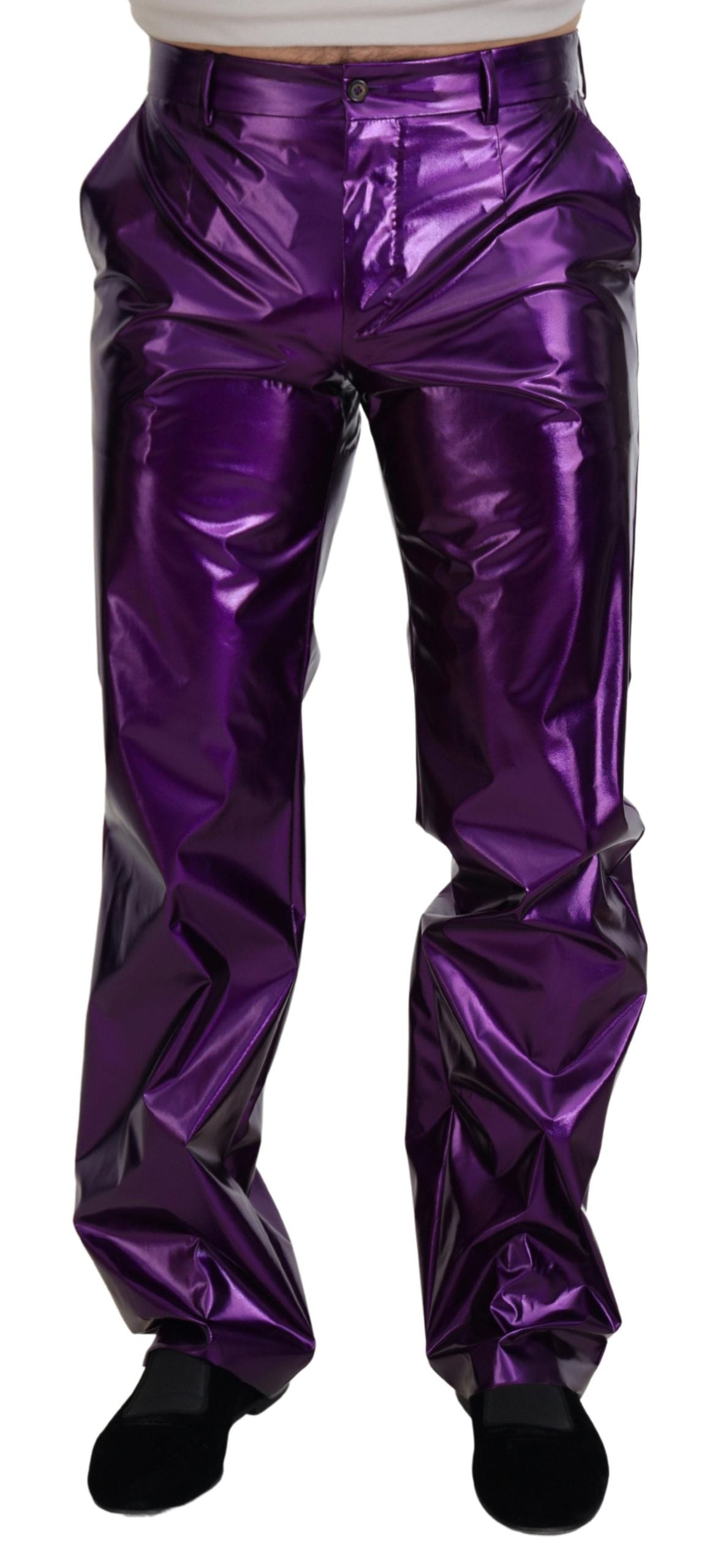 Dolce &amp; Gabbana Pantalon coupe droite élégant violet brillant