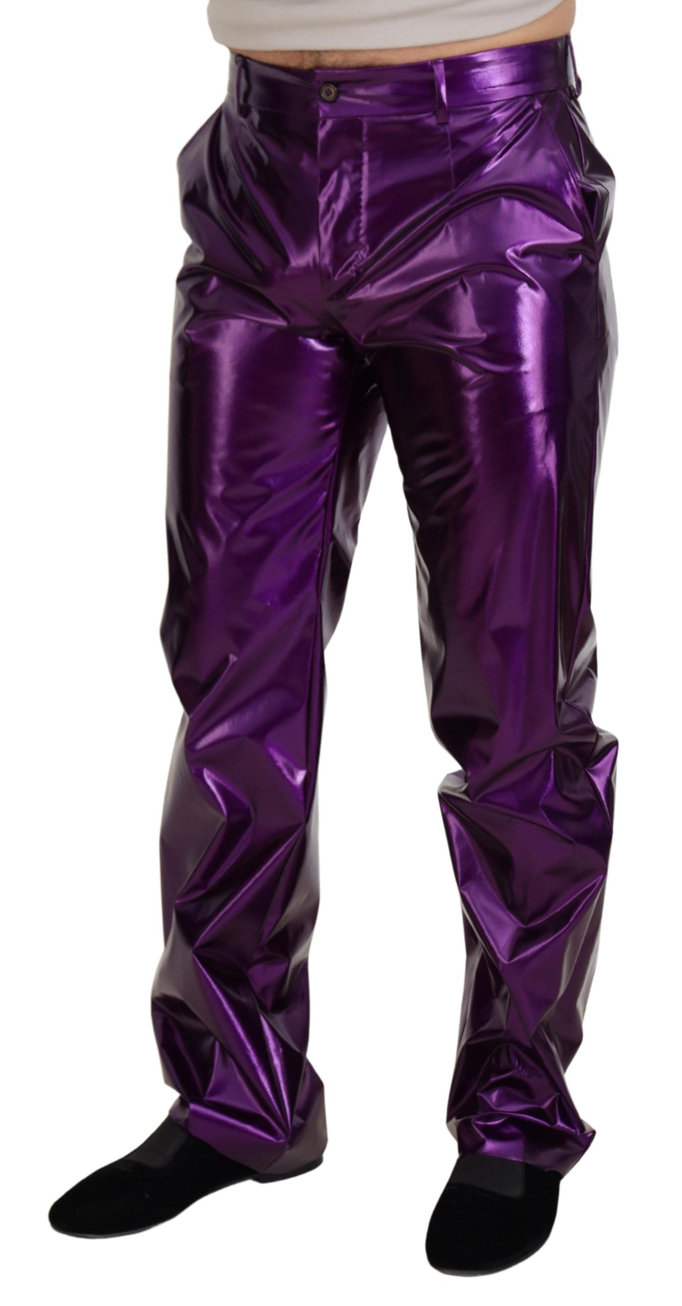 Dolce &amp; Gabbana Pantalon coupe droite élégant violet brillant