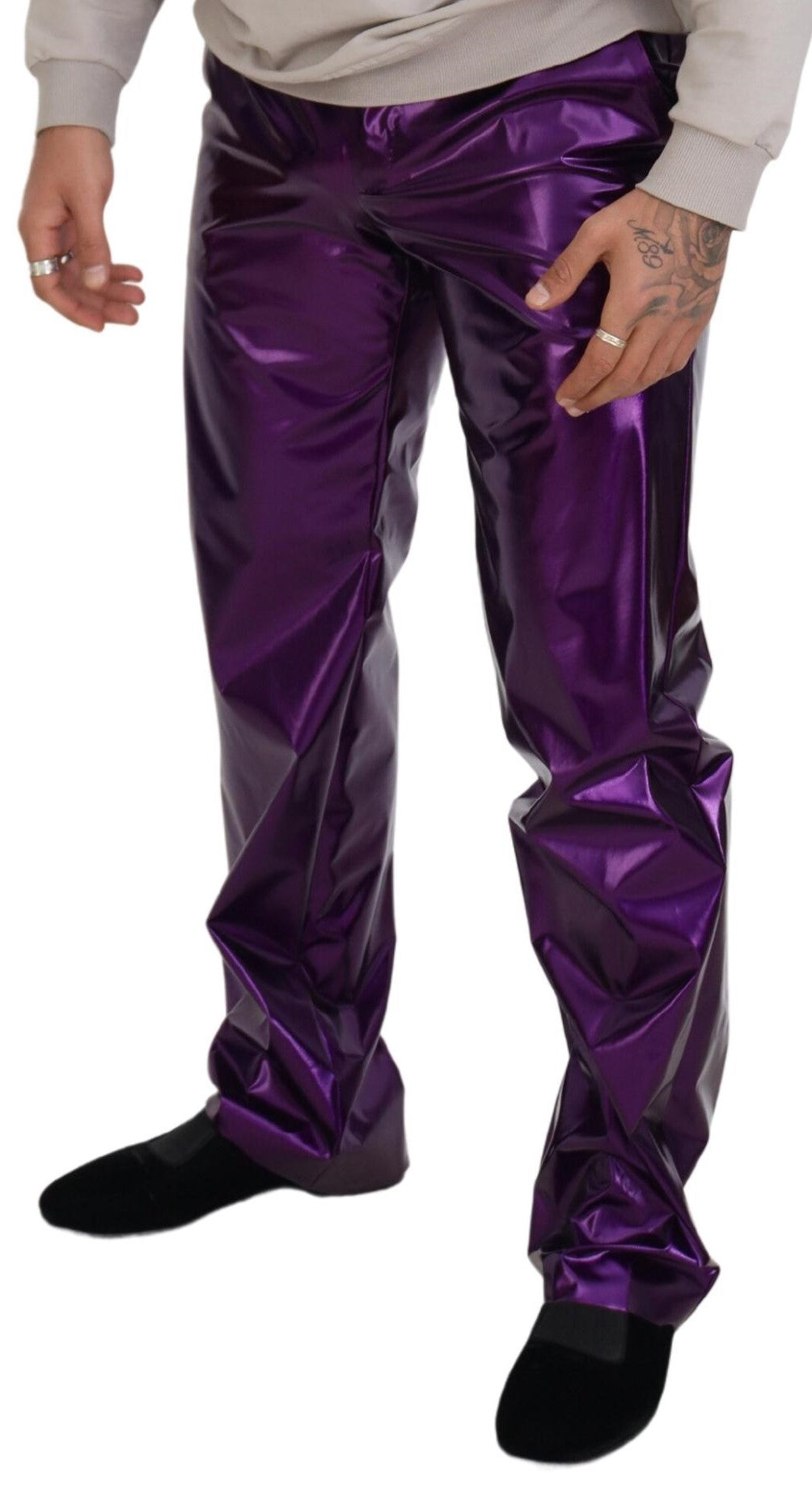 Dolce &amp; Gabbana Pantalon coupe droite élégant violet brillant