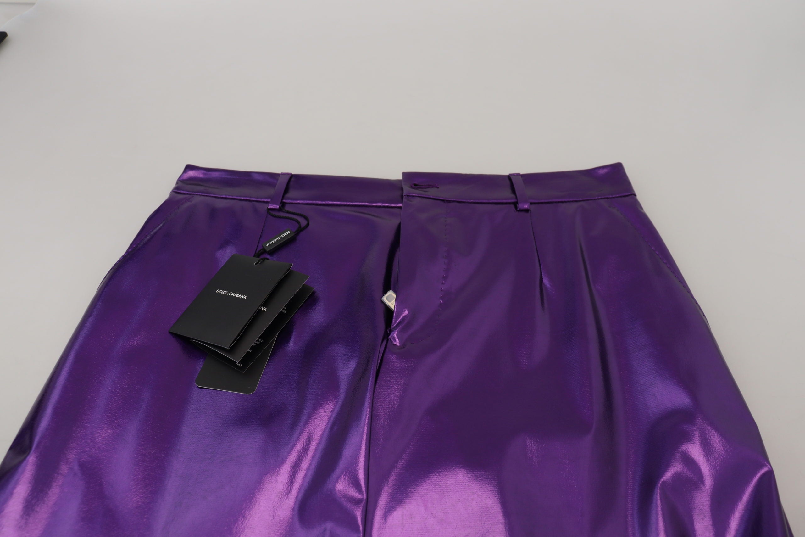 Dolce & Gabbana Elegant Shining Purple Straight Fit Pants