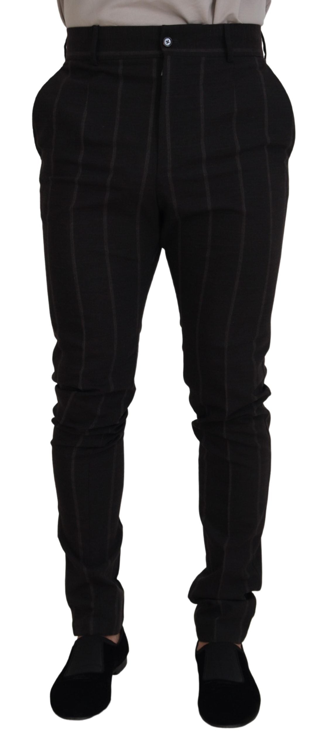 Dolce &amp; Gabbana Pantalon chino rayé noir élégant