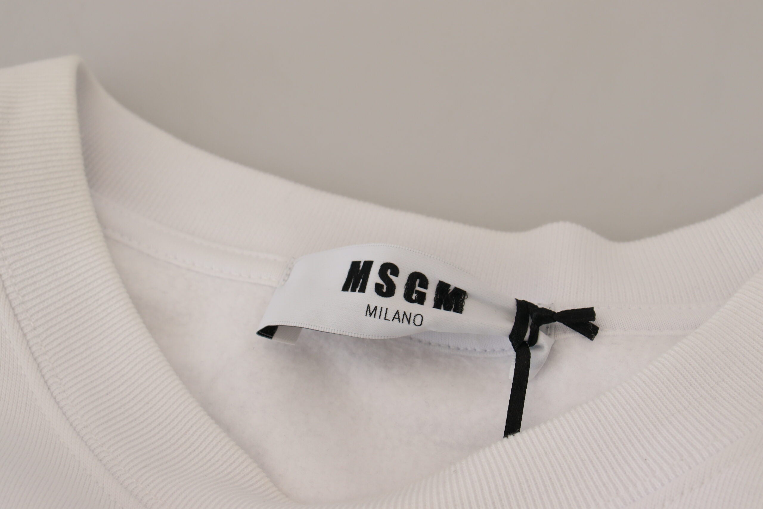 MSGM Pull élégant en coton à col rond blanc