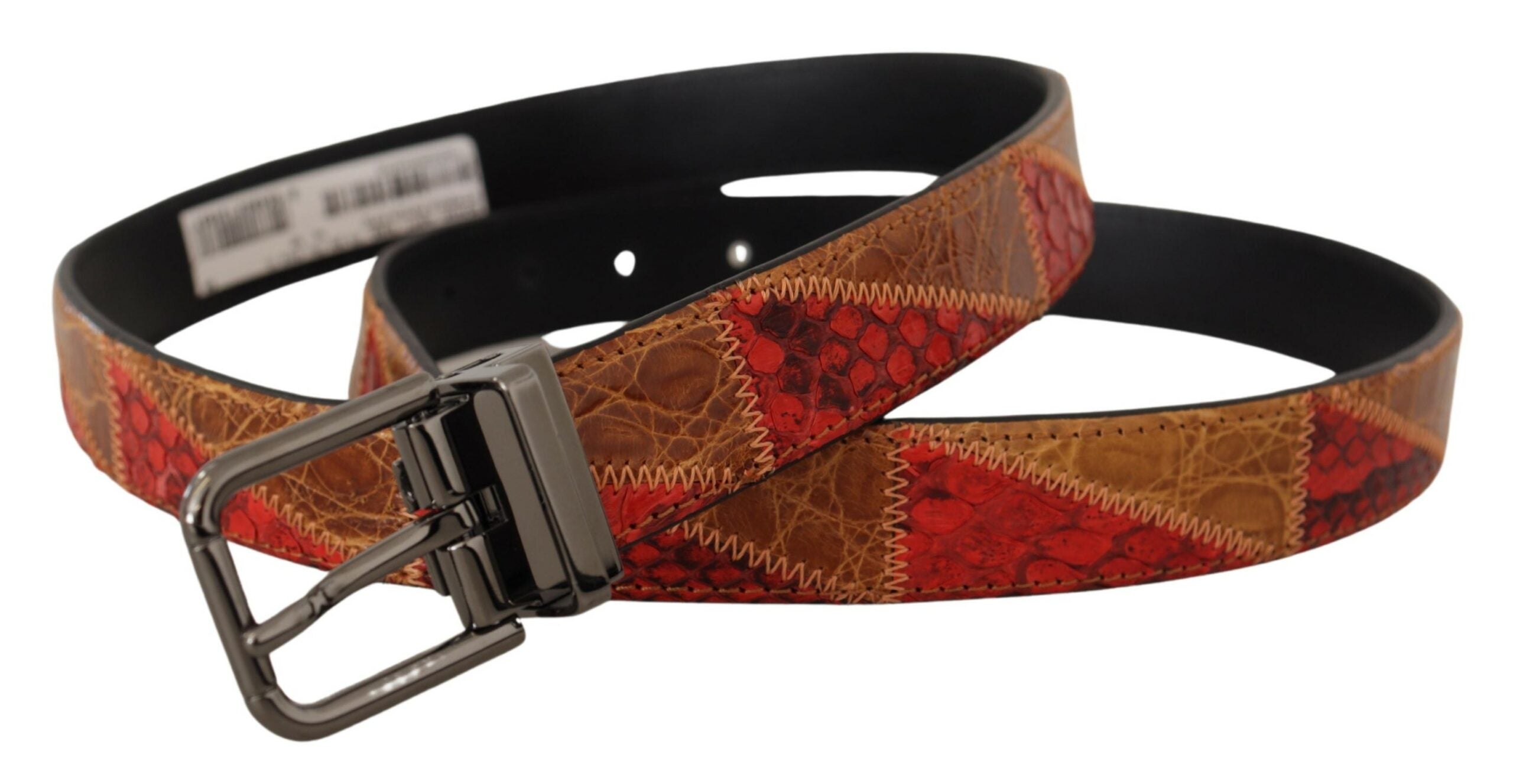 Dolce &amp; Gabbana Ceinture élégante en cuir peau de serpent bicolore