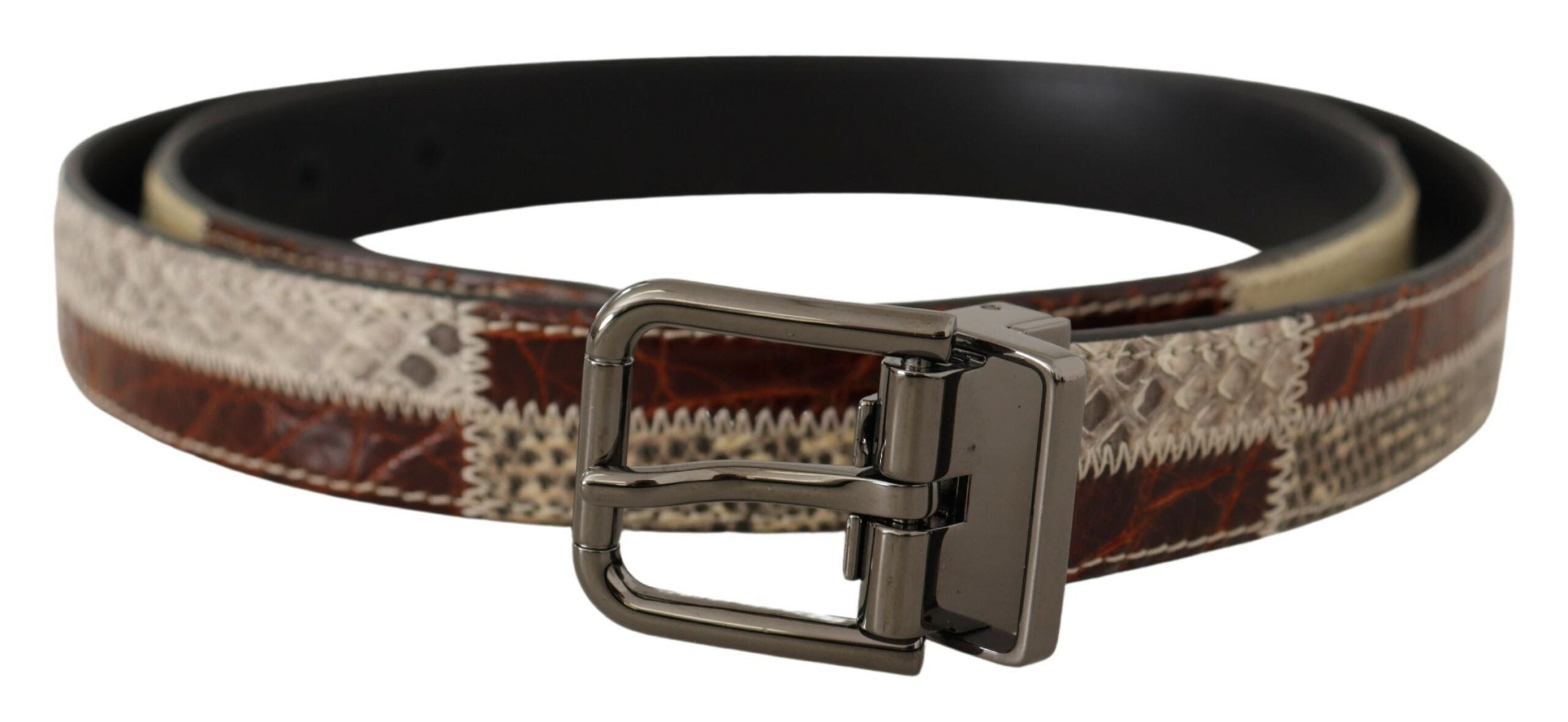 Dolce &amp; Gabbana Ceinture en peau de serpent patchwork multicolore