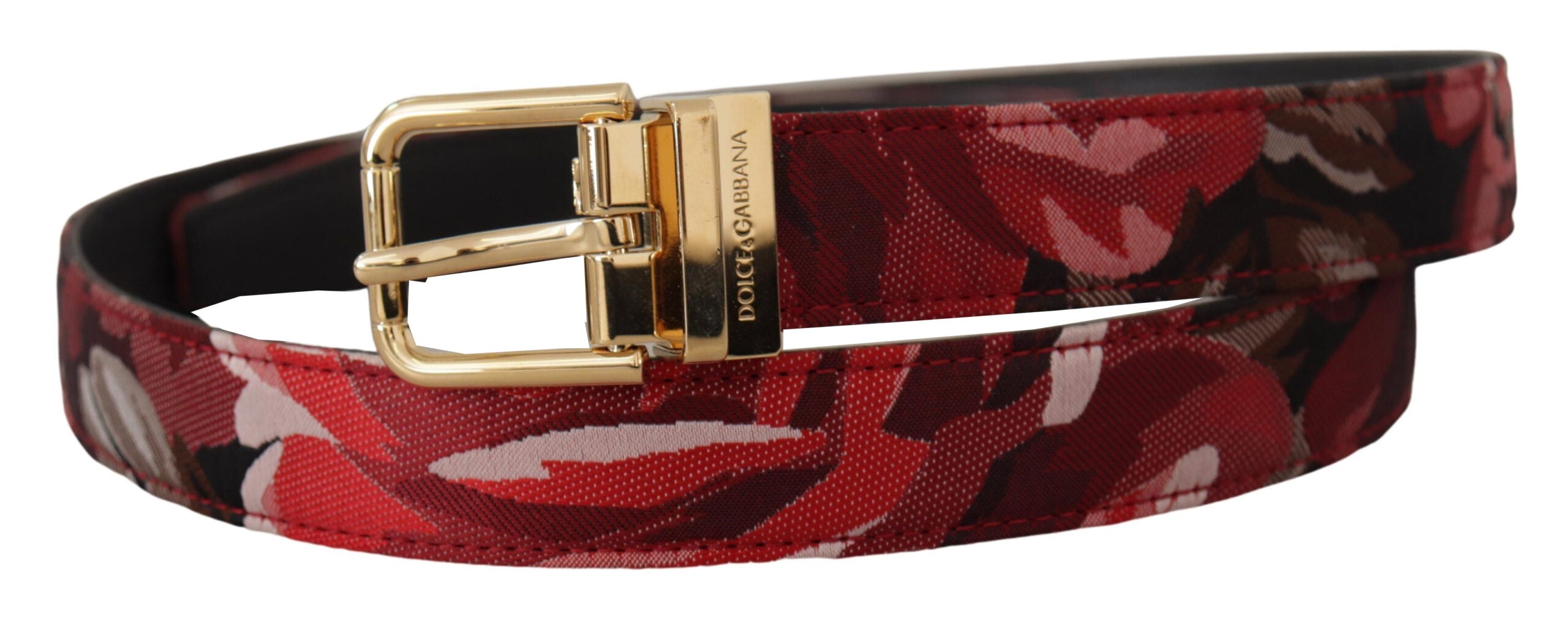 Dolce &amp; Gabbana Ceinture en cuir multicolore rouge avec boucle dorée