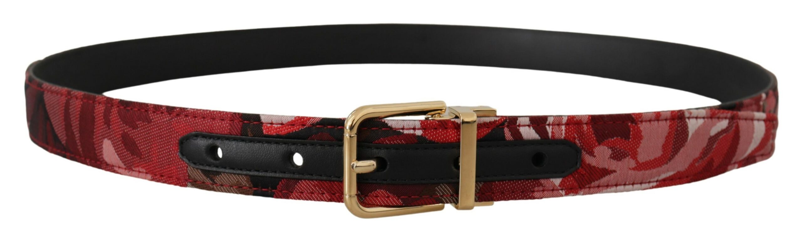 Dolce &amp; Gabbana Ceinture en cuir multicolore rouge avec boucle dorée