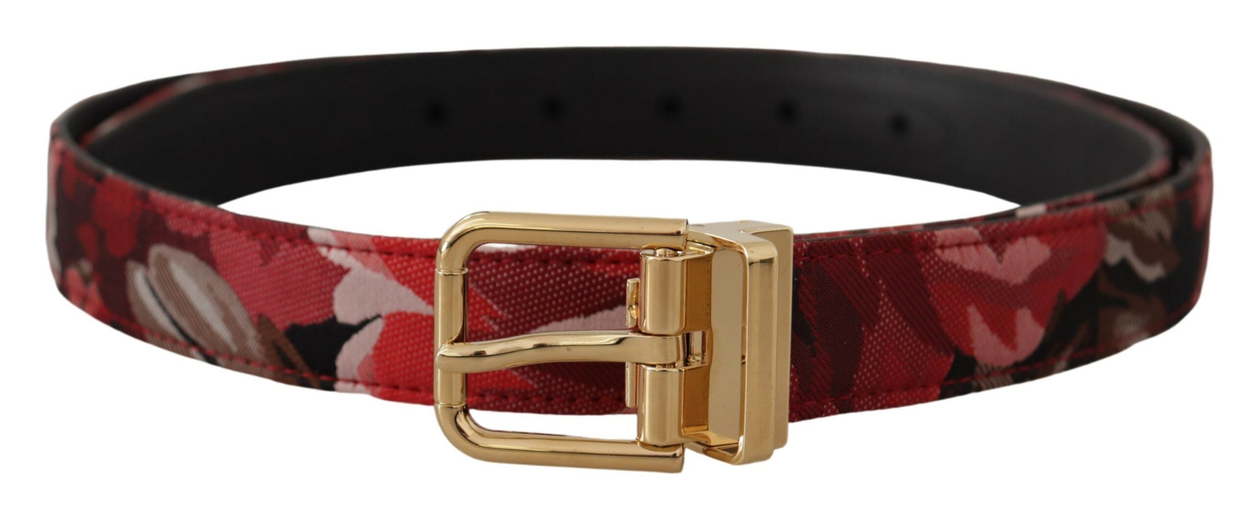 Dolce &amp; Gabbana Ceinture en cuir multicolore rouge avec boucle dorée