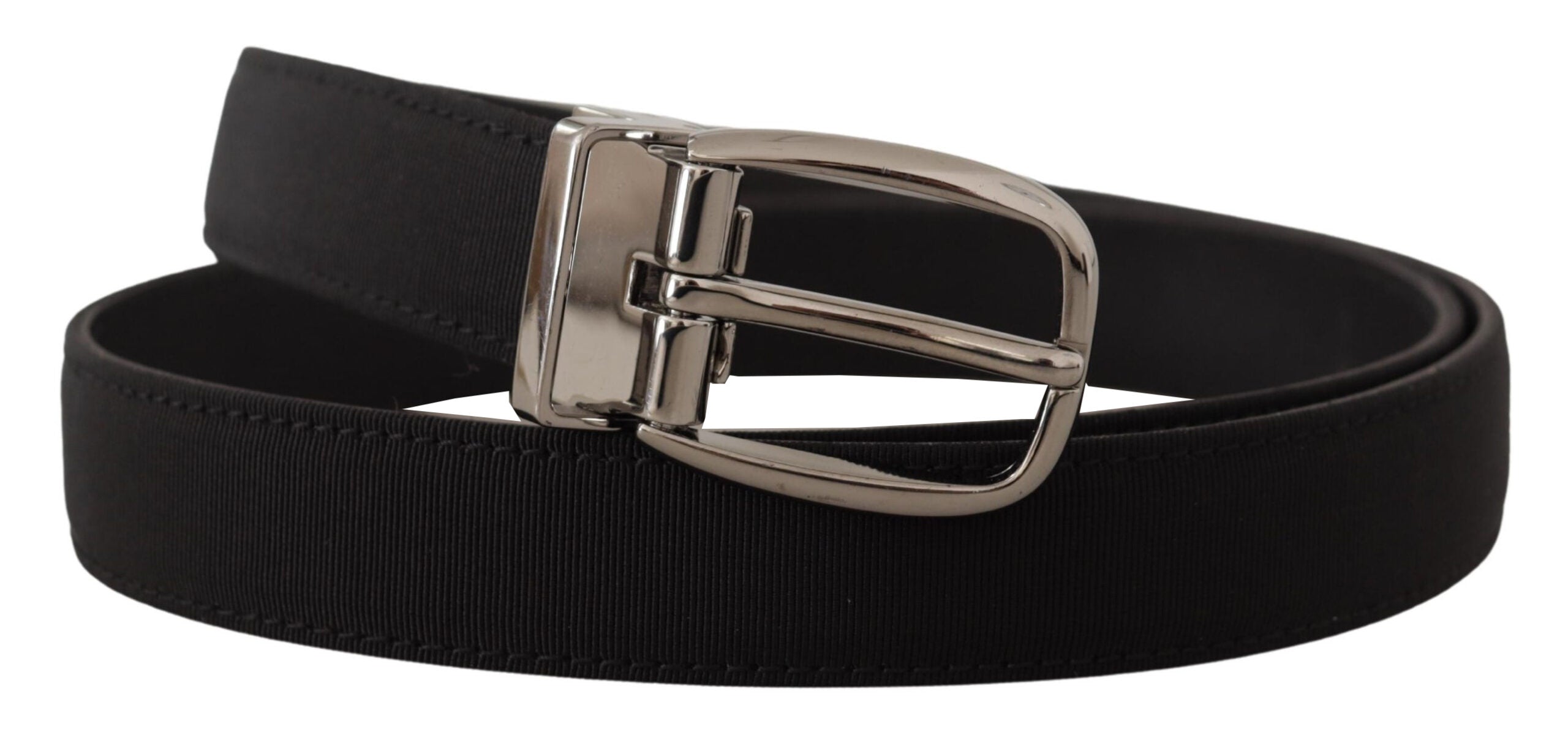 Dolce &amp; Gabbana Ceinture élégante en cuir gros-grain avec boucle argentée