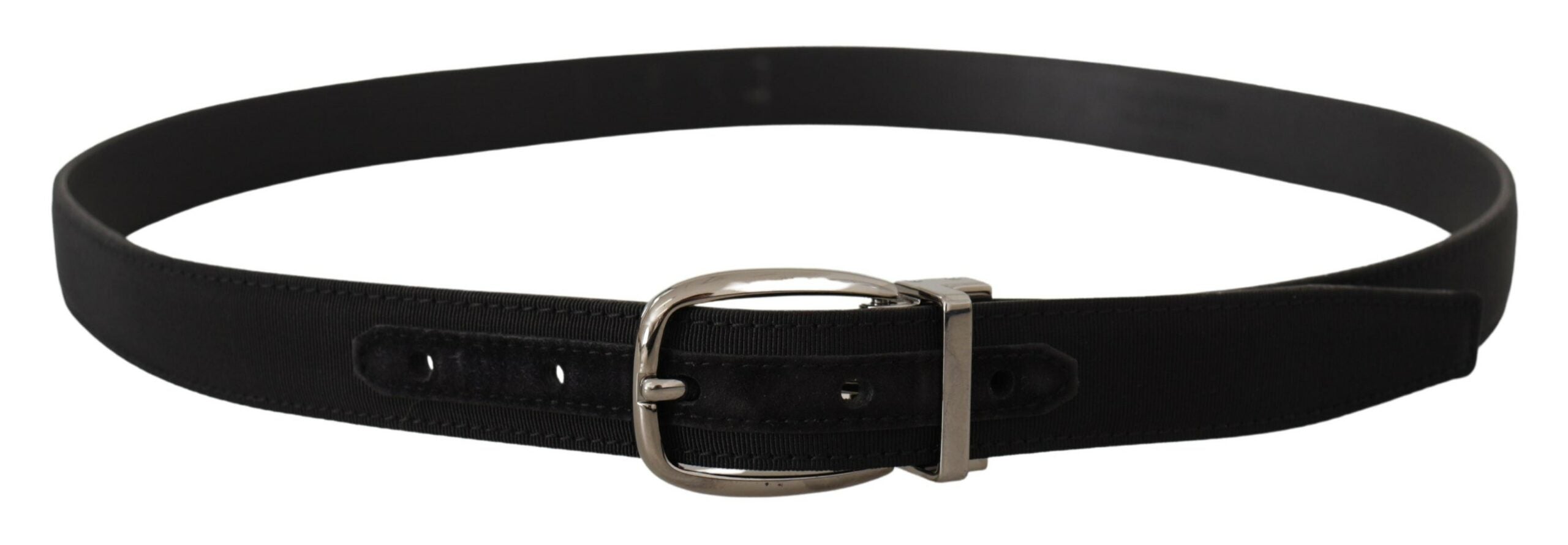 Dolce &amp; Gabbana Ceinture élégante en cuir gros-grain avec boucle argentée