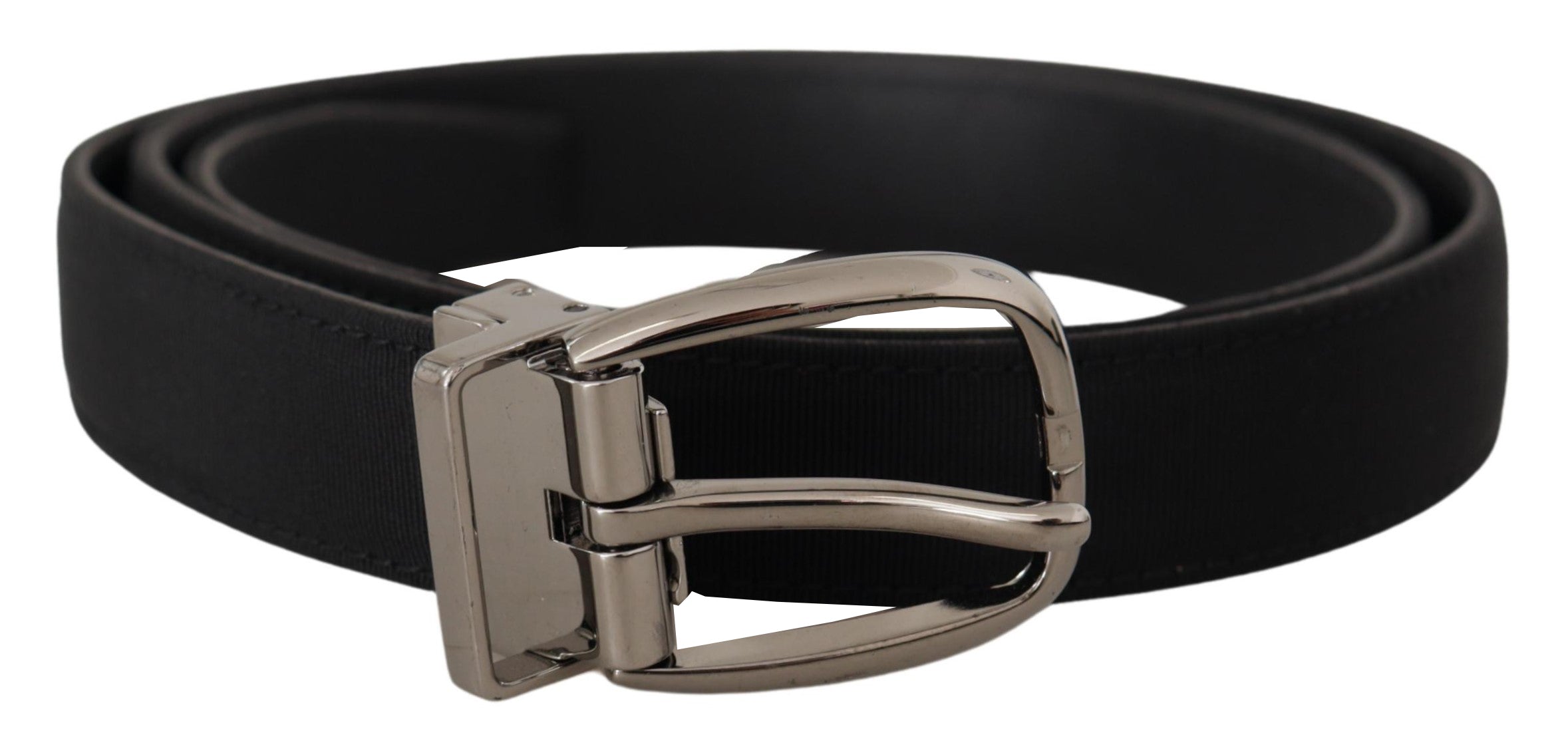 Dolce &amp; Gabbana Ceinture élégante en cuir gros-grain avec boucle argentée