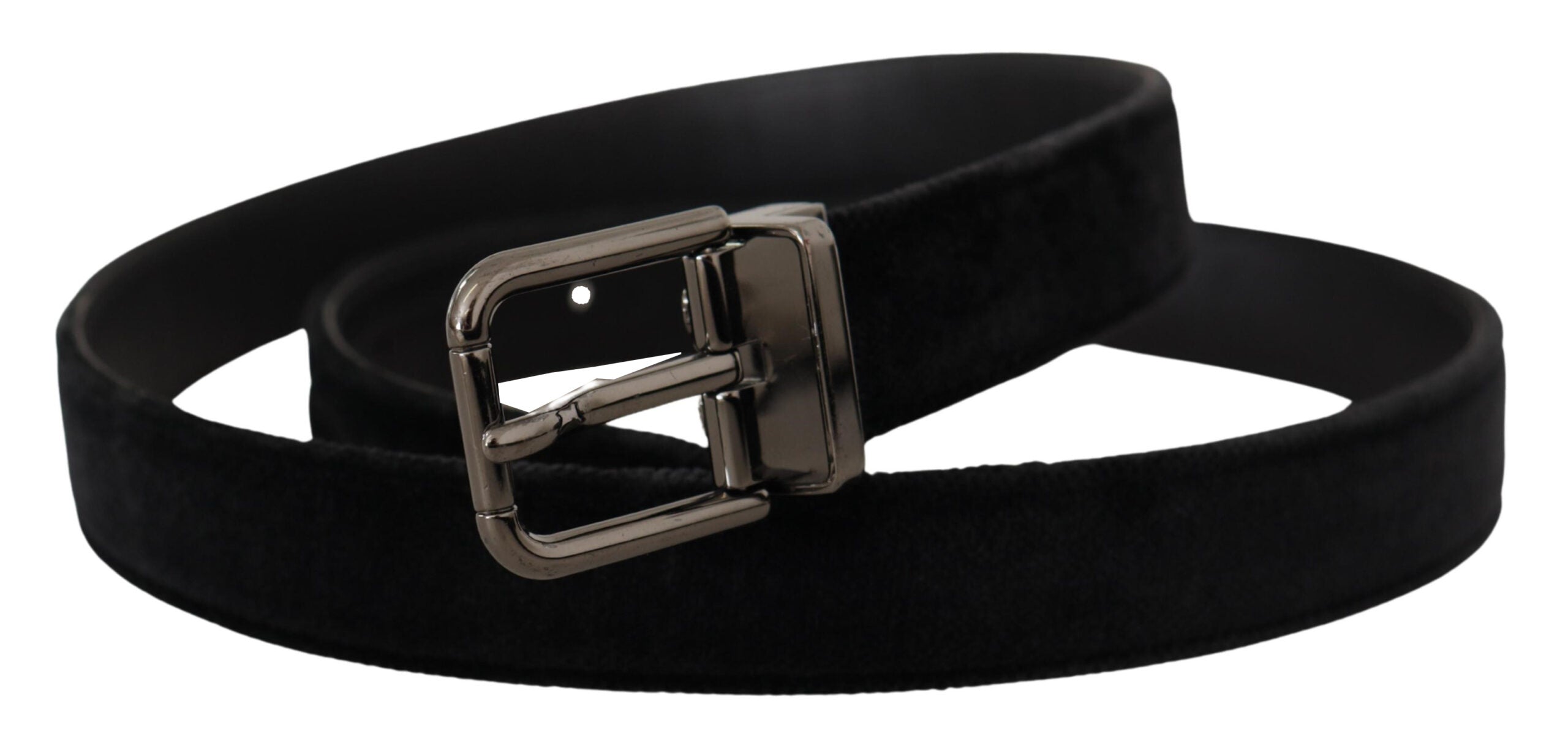 Dolce &amp; Gabbana Ceinture élégante en cuir noir avec boucle argentée