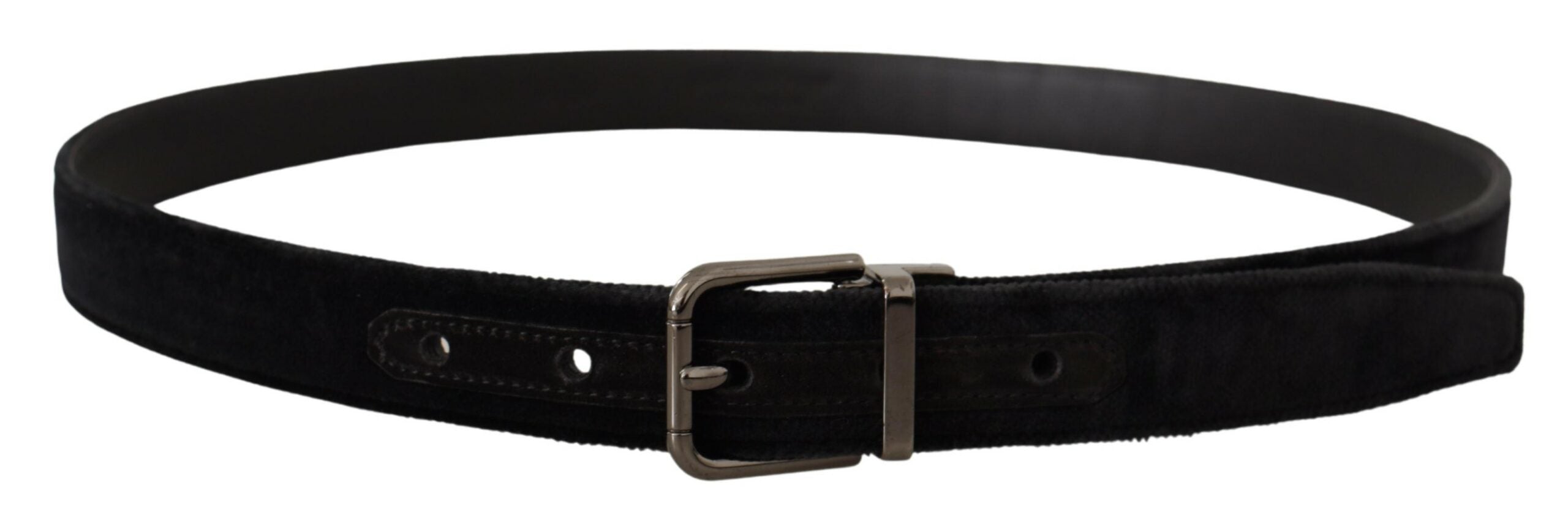 Dolce &amp; Gabbana Ceinture élégante en cuir noir avec boucle argentée