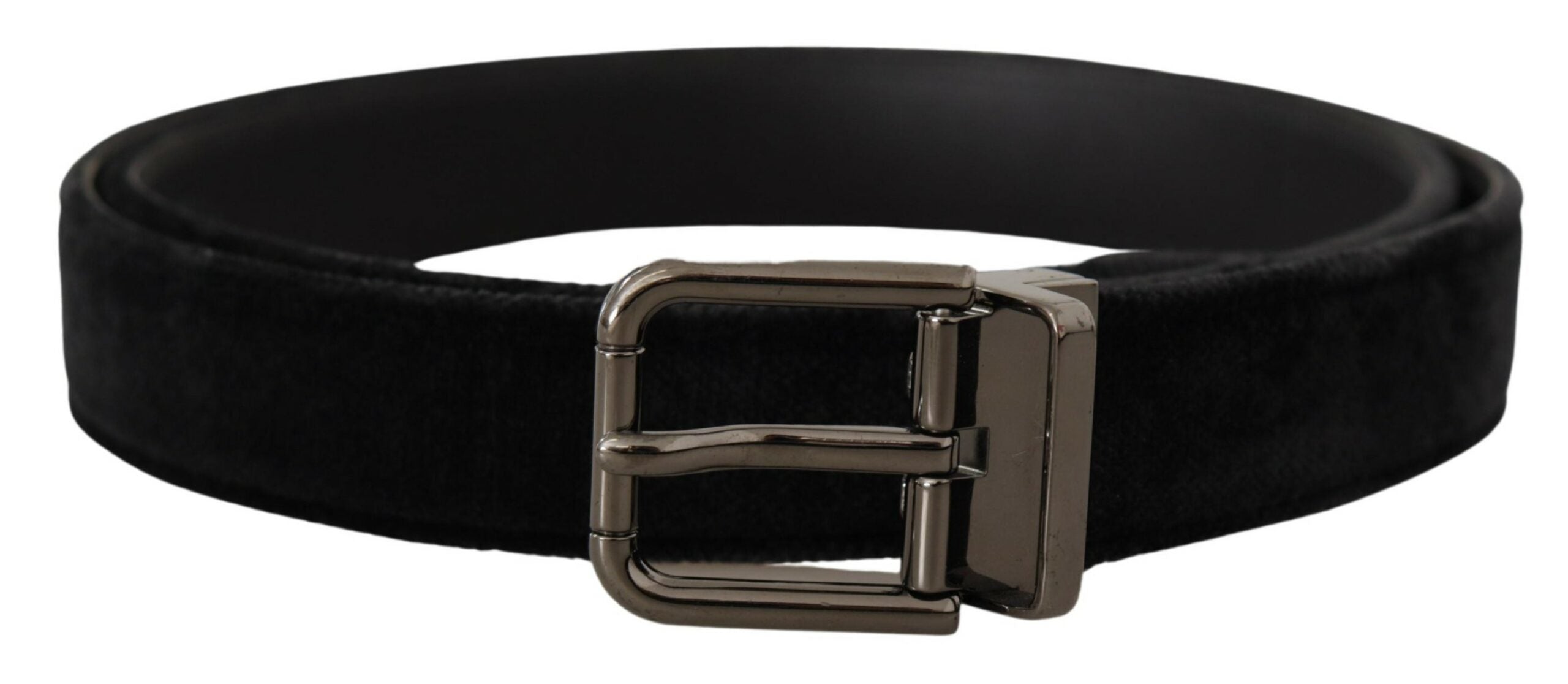 Dolce &amp; Gabbana Ceinture élégante en cuir noir avec boucle argentée