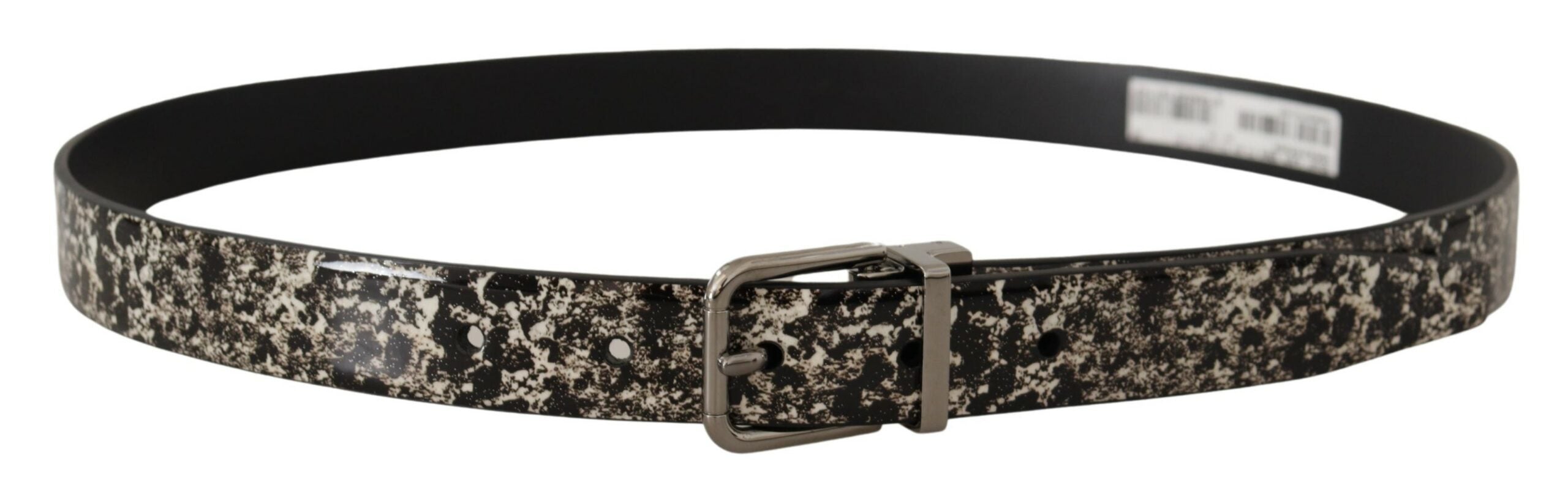 Dolce &amp; Gabbana Ceinture élégante en cuir imprimé marbre noir