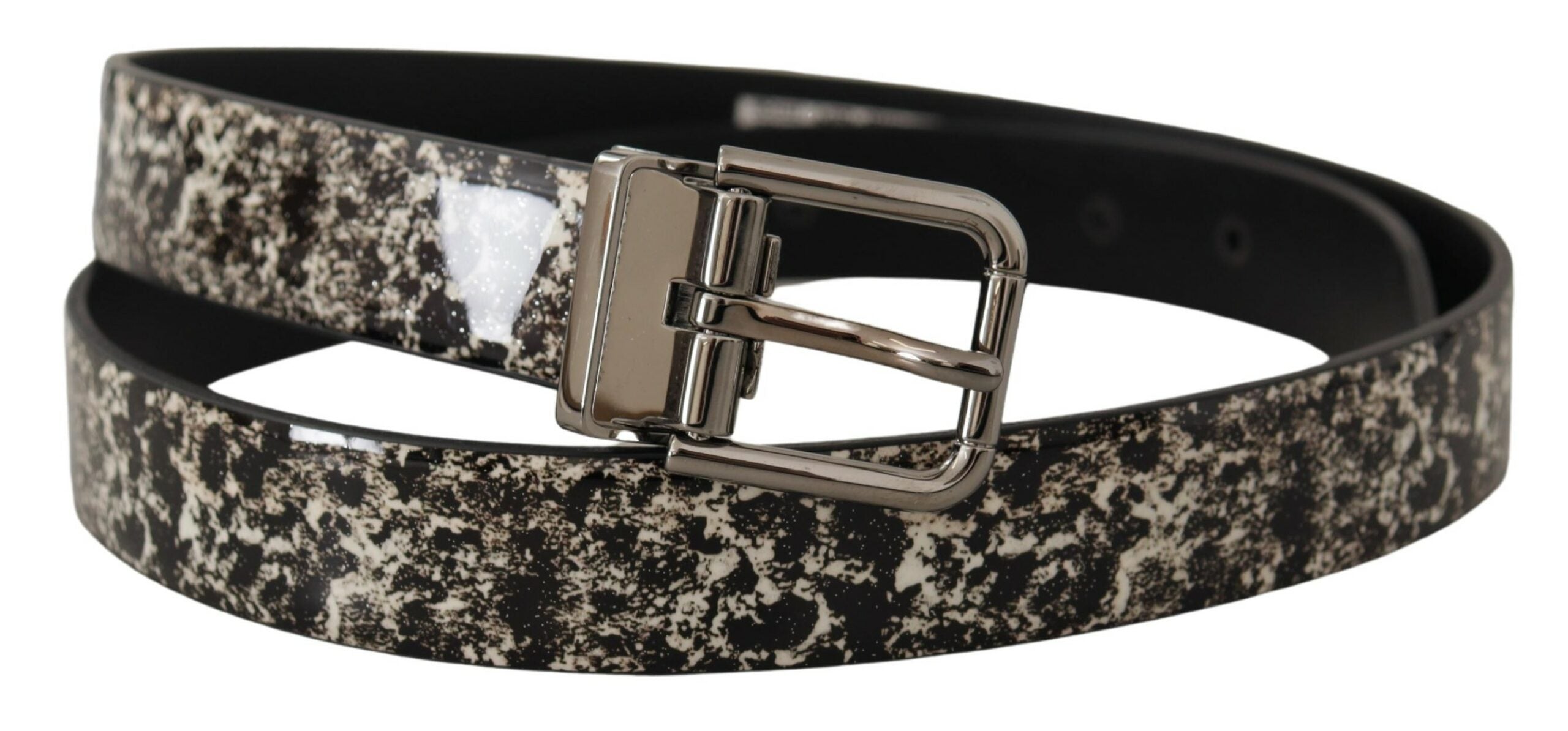 Dolce &amp; Gabbana Ceinture élégante en cuir imprimé marbre noir