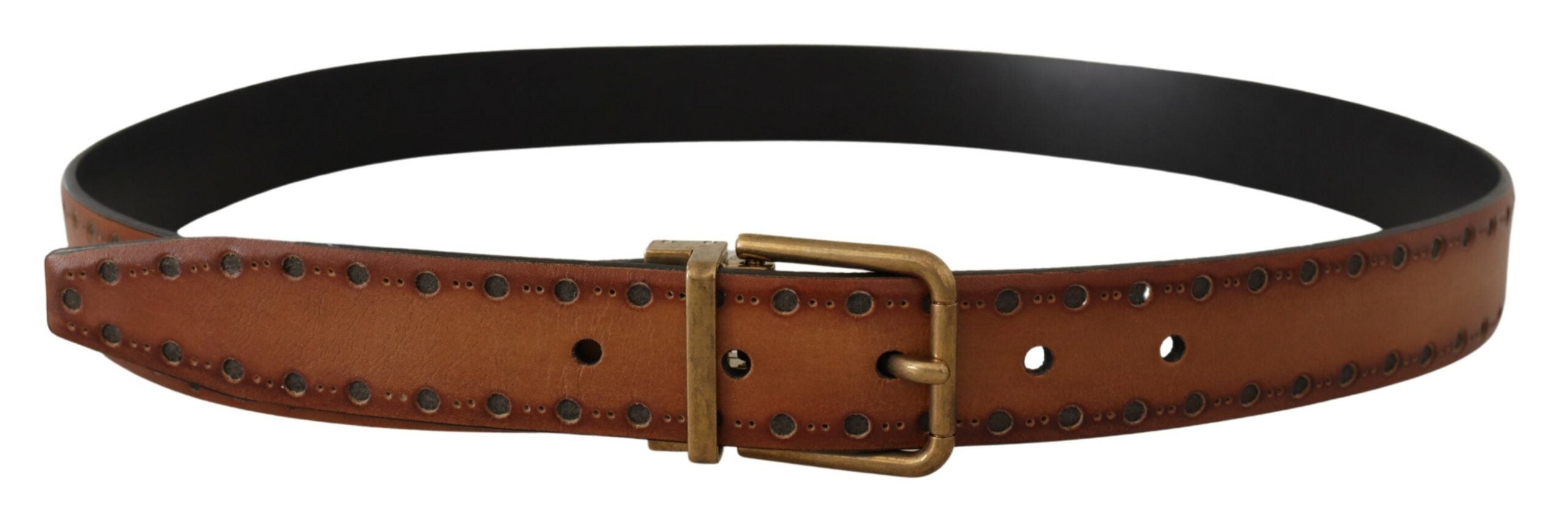 Dolce &amp; Gabbana Ceinture élégante en cuir marron avec boucle en laiton