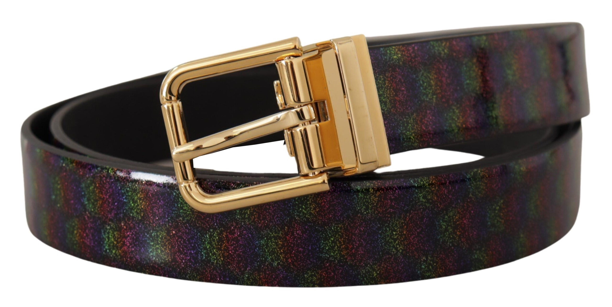 Dolce &amp; Gabbana Ceinture élégante en cuir Vernice avec boucle argentée