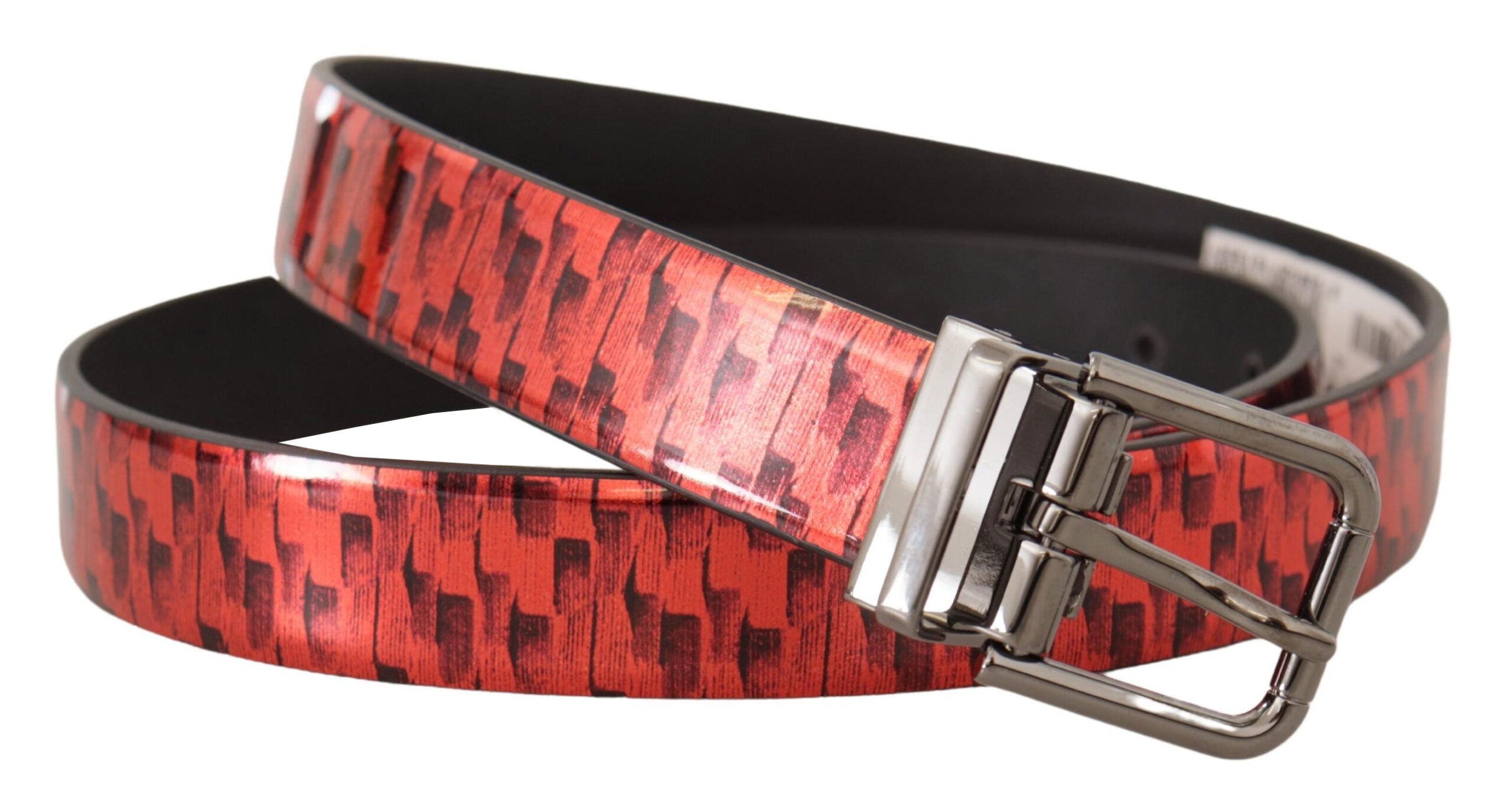 Dolce &amp; Gabbana Ceinture élégante en cuir rouge avec boucle argentée