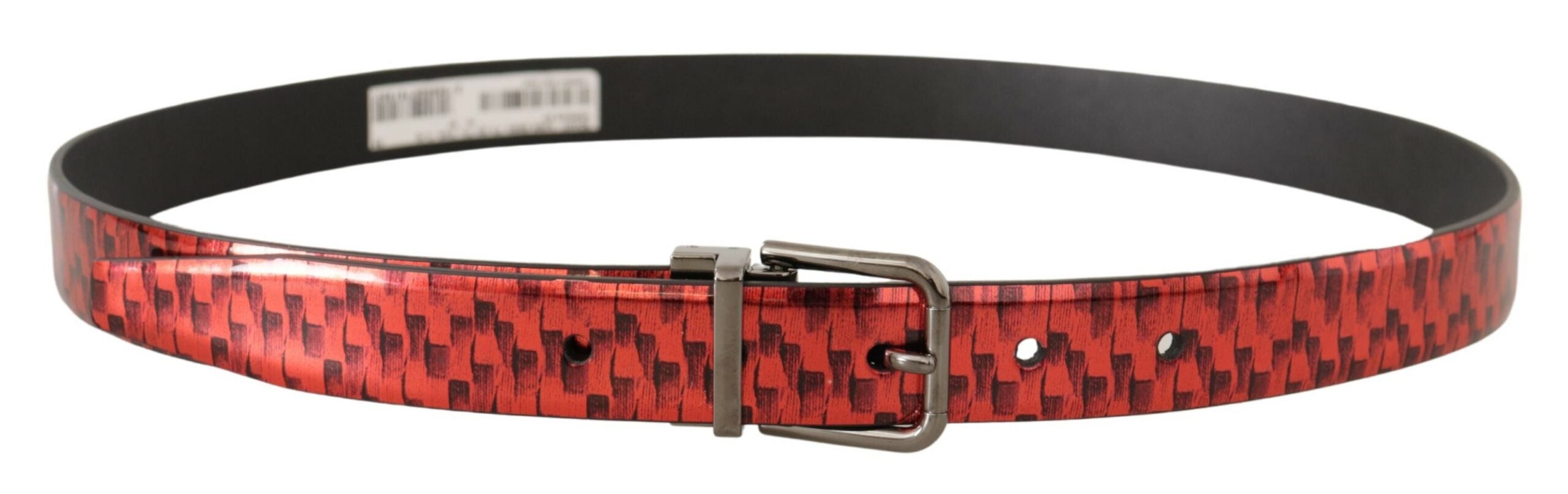 Dolce &amp; Gabbana Ceinture élégante en cuir rouge avec boucle argentée