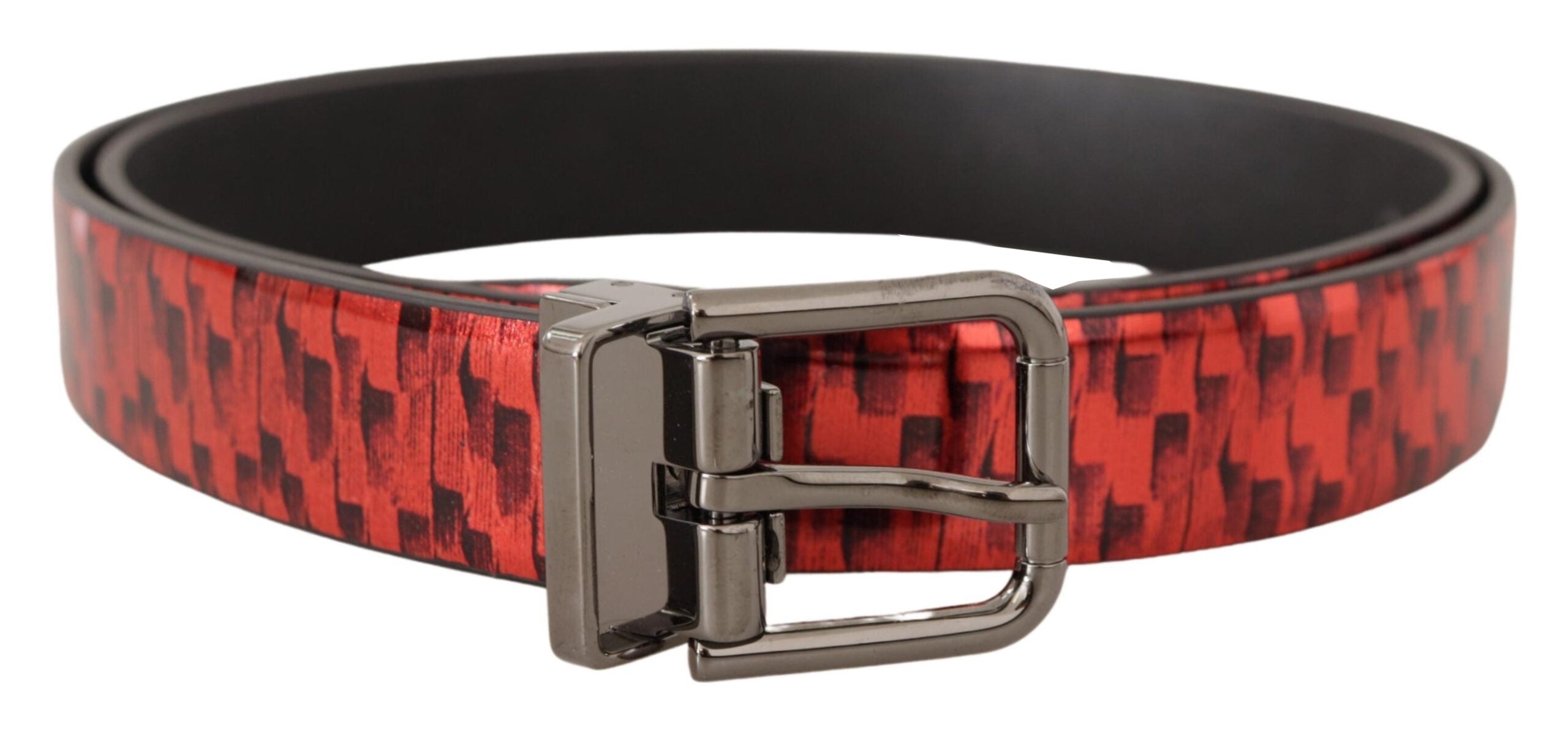 Dolce &amp; Gabbana Ceinture élégante en cuir rouge avec boucle argentée