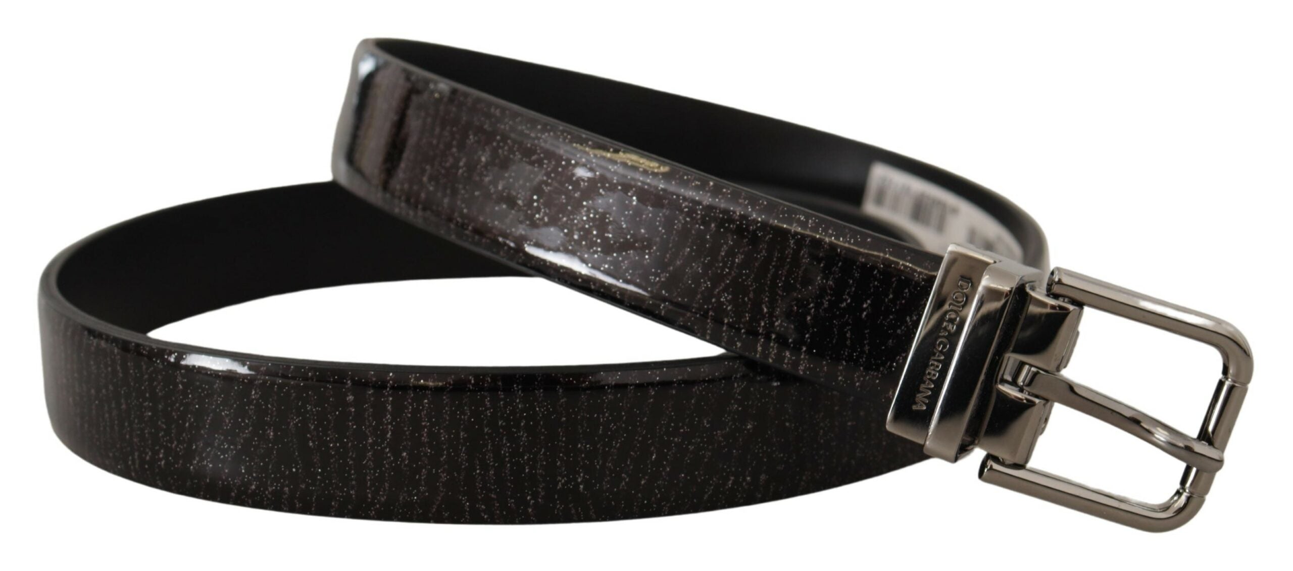 Dolce &amp; Gabbana Ceinture élégante en cuir noir avec boucle argentée