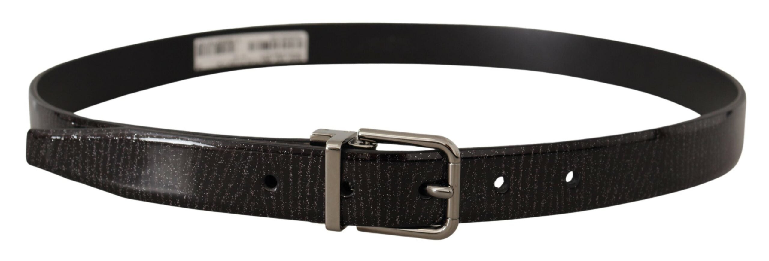 Dolce &amp; Gabbana Ceinture élégante en cuir noir avec boucle argentée