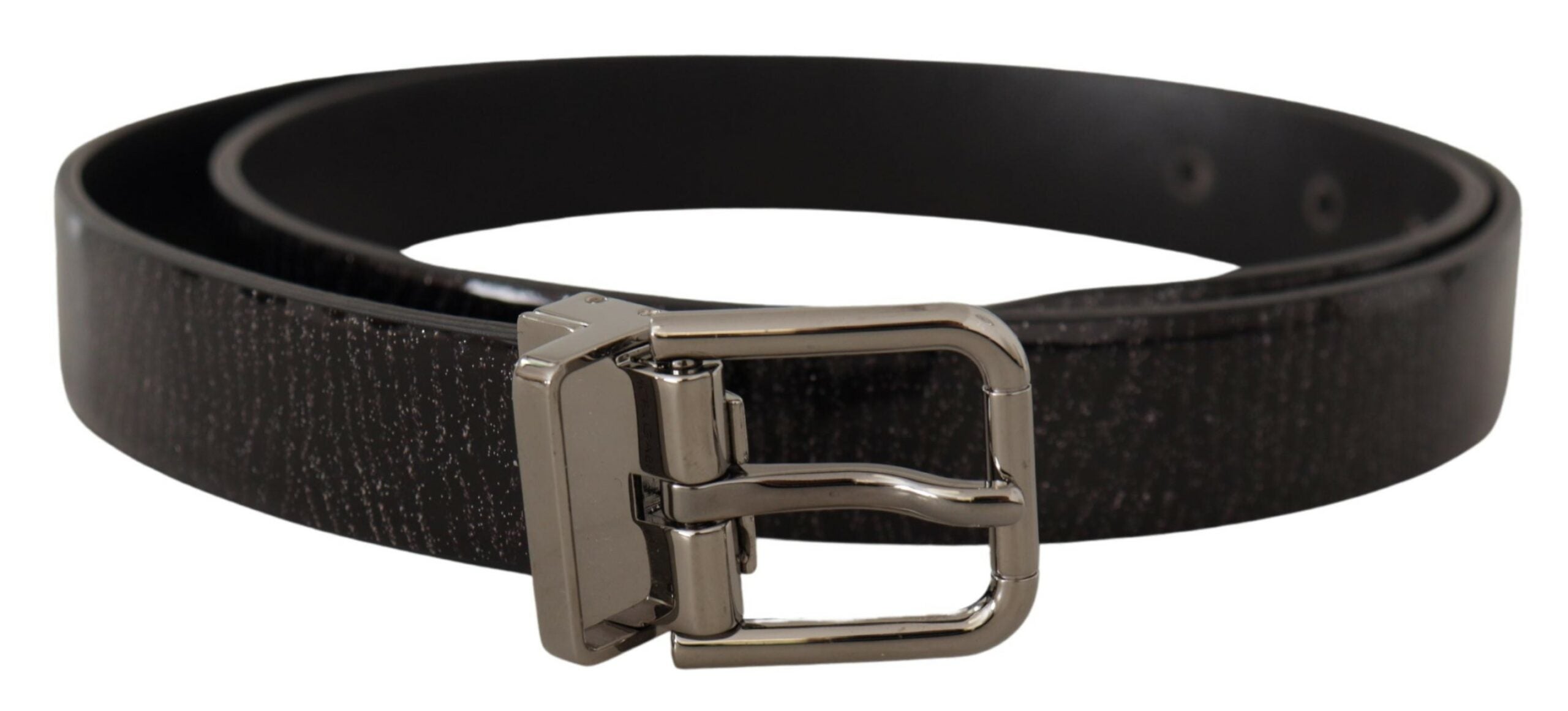 Dolce &amp; Gabbana Ceinture élégante en cuir noir avec boucle argentée