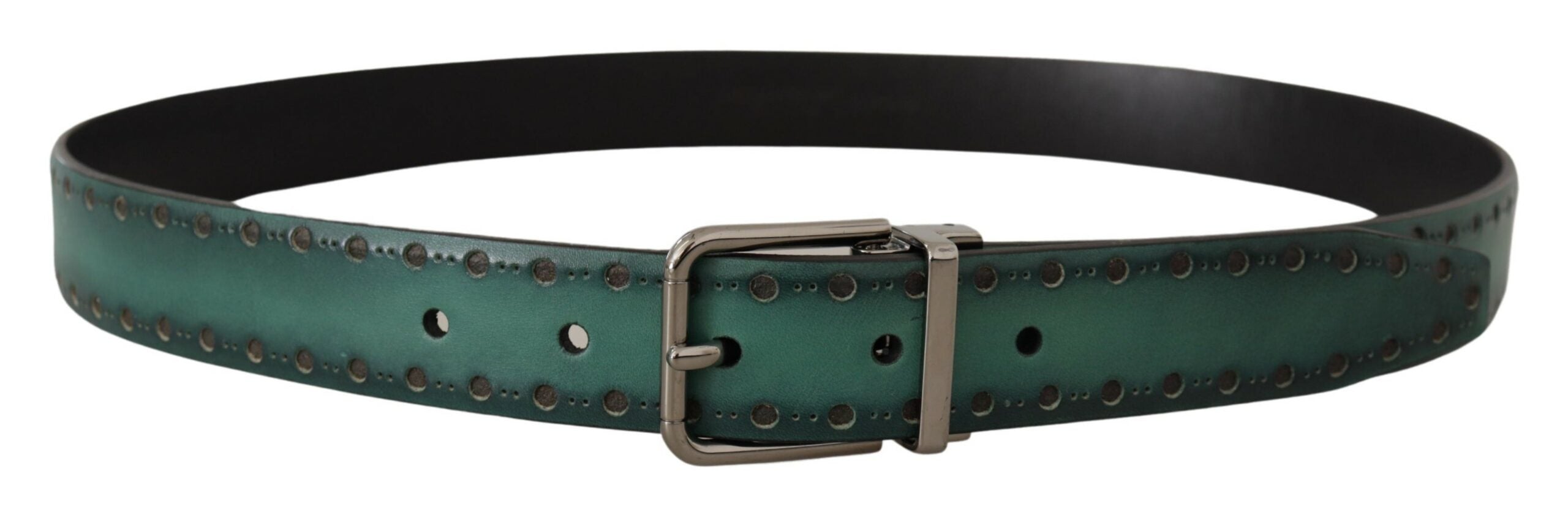 Dolce & Gabbana Elegant Leather Belt with Silver Tone Buckle