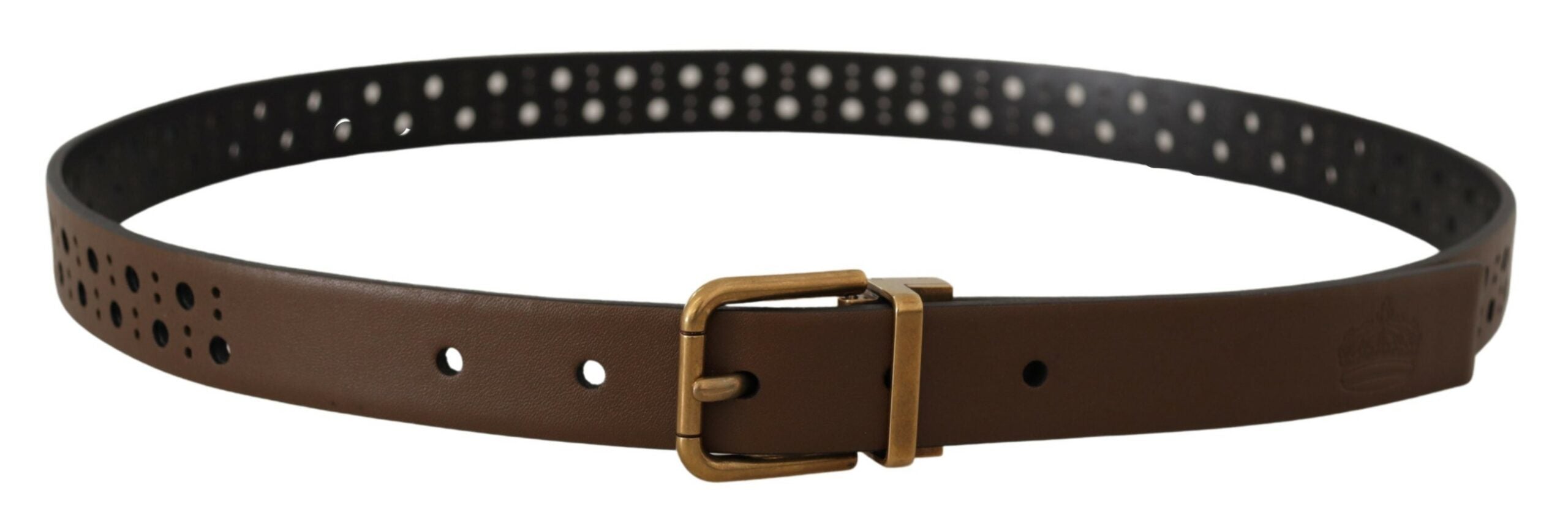 Dolce &amp; Gabbana Ceinture élégante en cuir marron avec boucle dorée