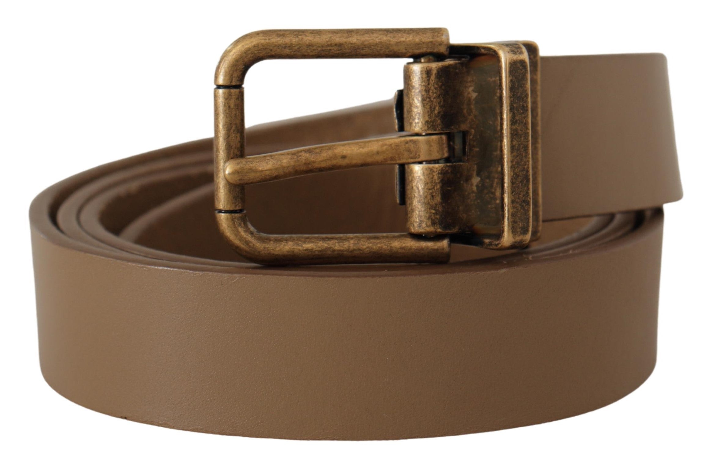 Dolce &amp; Gabbana Ceinture élégante en cuir marron avec boucle en laiton