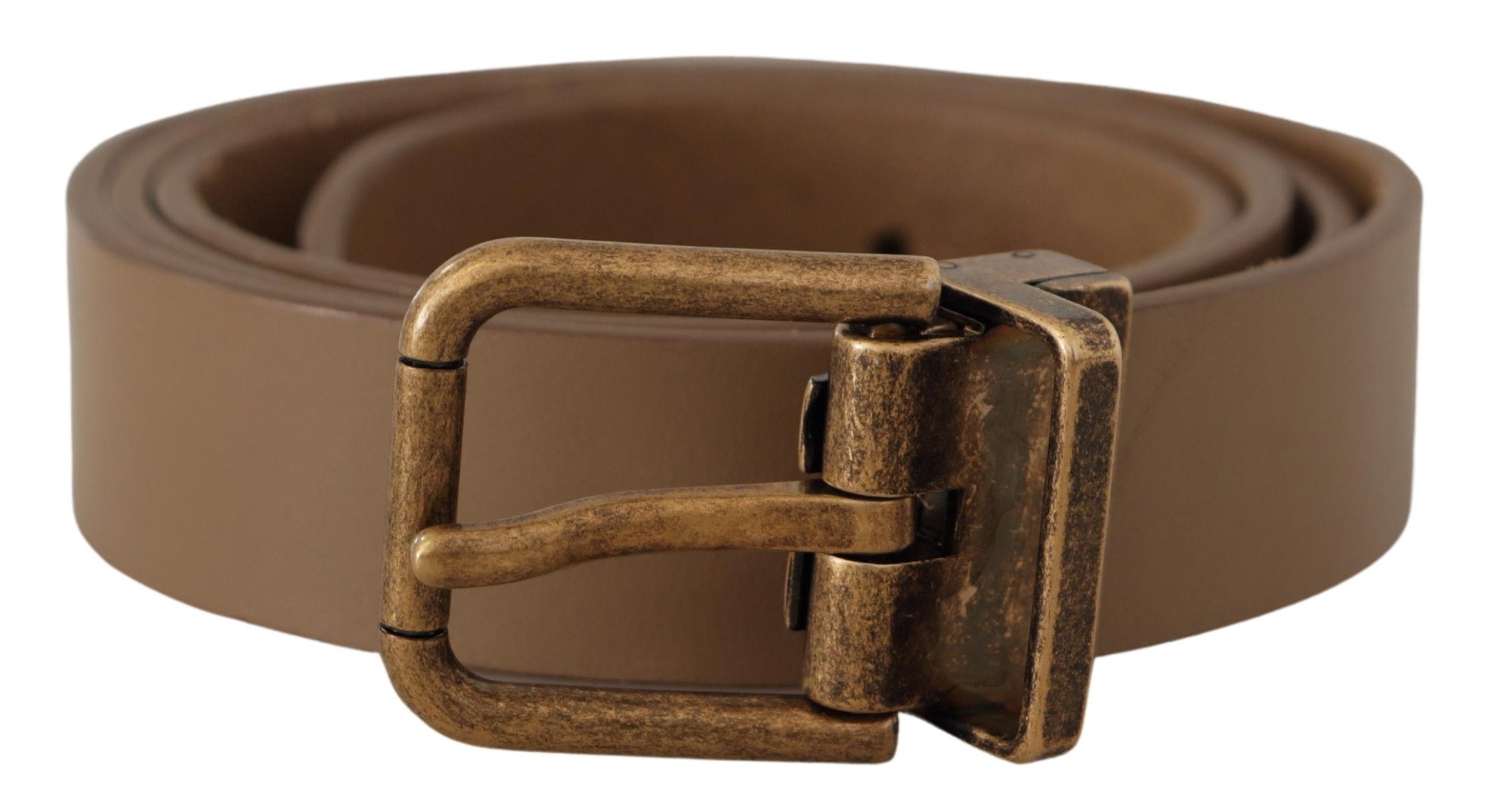 Dolce &amp; Gabbana Ceinture élégante en cuir marron avec boucle en laiton