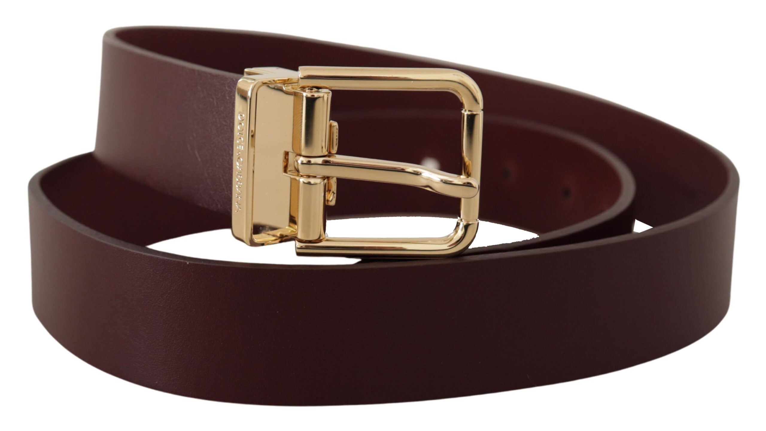 Dolce &amp; Gabbana Ceinture élégante en cuir marron avec boucle dorée