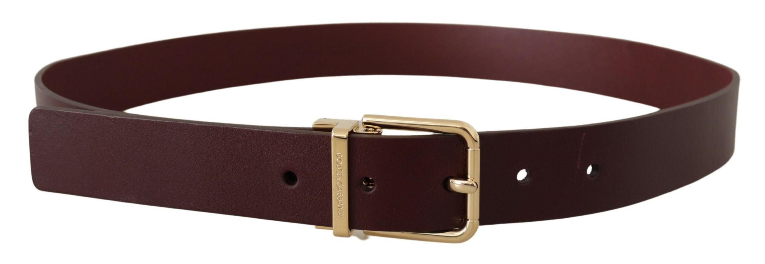 Dolce &amp; Gabbana Ceinture élégante en cuir marron avec boucle dorée