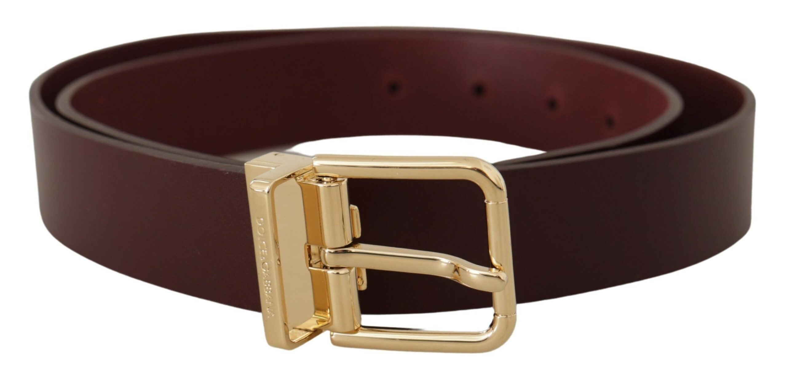 Dolce &amp; Gabbana Ceinture élégante en cuir marron avec boucle dorée