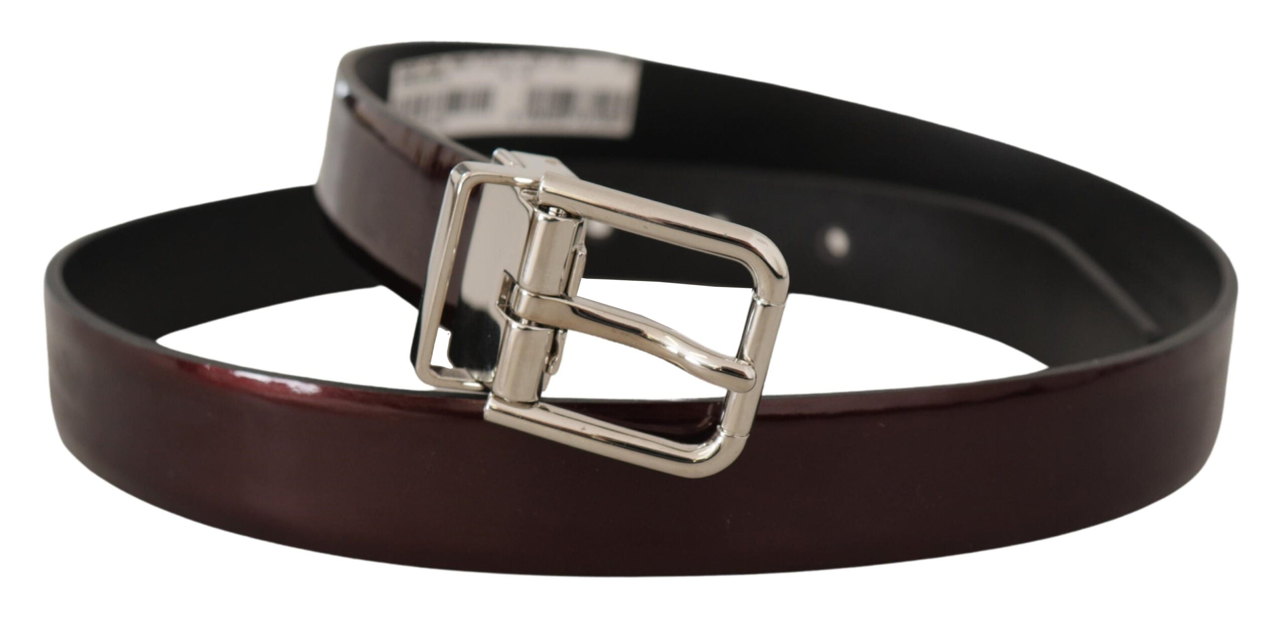 Dolce &amp; Gabbana Ceinture élégante en cuir verni marron foncé