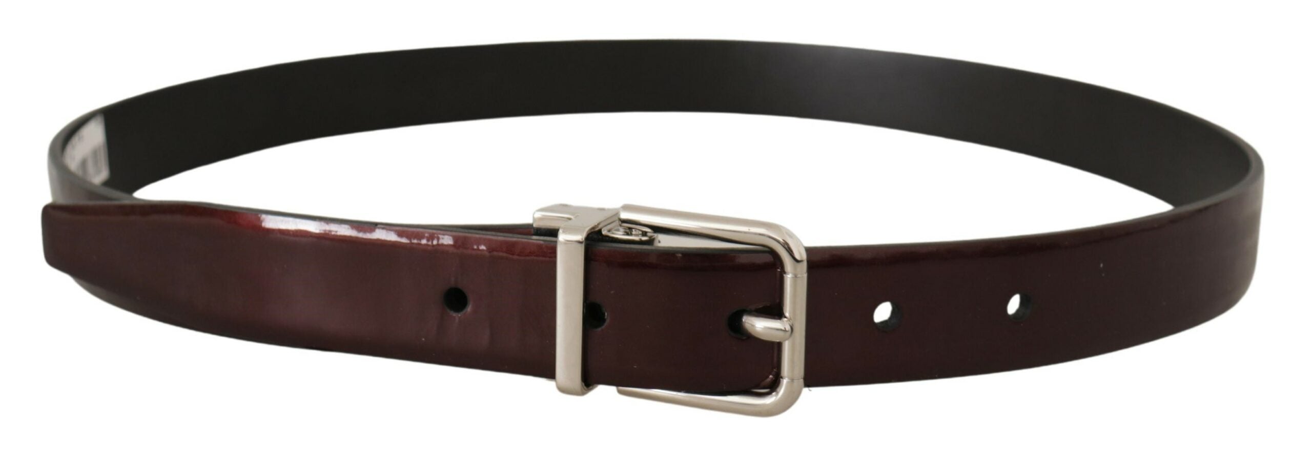 Dolce &amp; Gabbana Ceinture élégante en cuir verni marron foncé