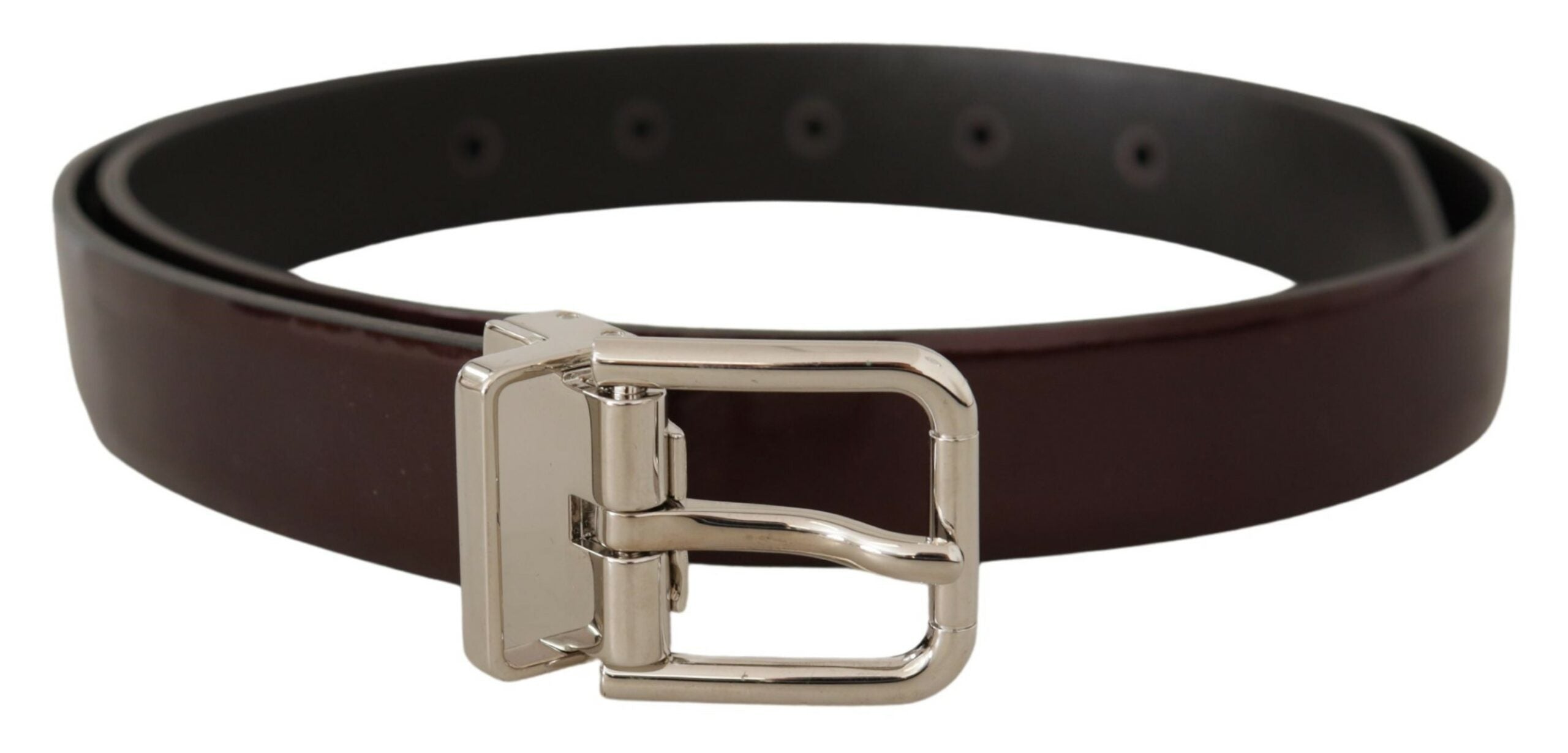 Dolce &amp; Gabbana Ceinture élégante en cuir verni marron foncé