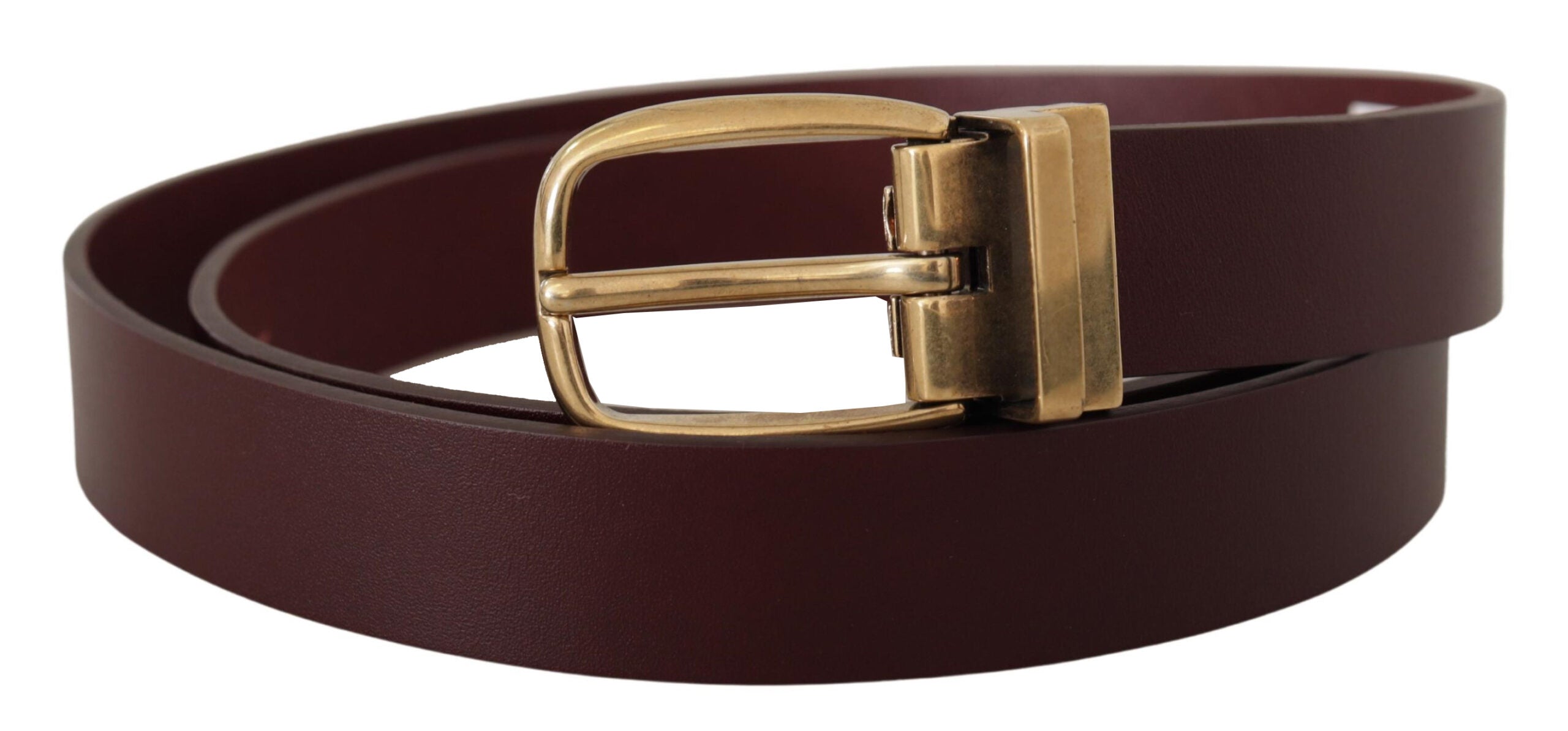 Dolce &amp; Gabbana Ceinture élégante en cuir marron avec boucle dorée