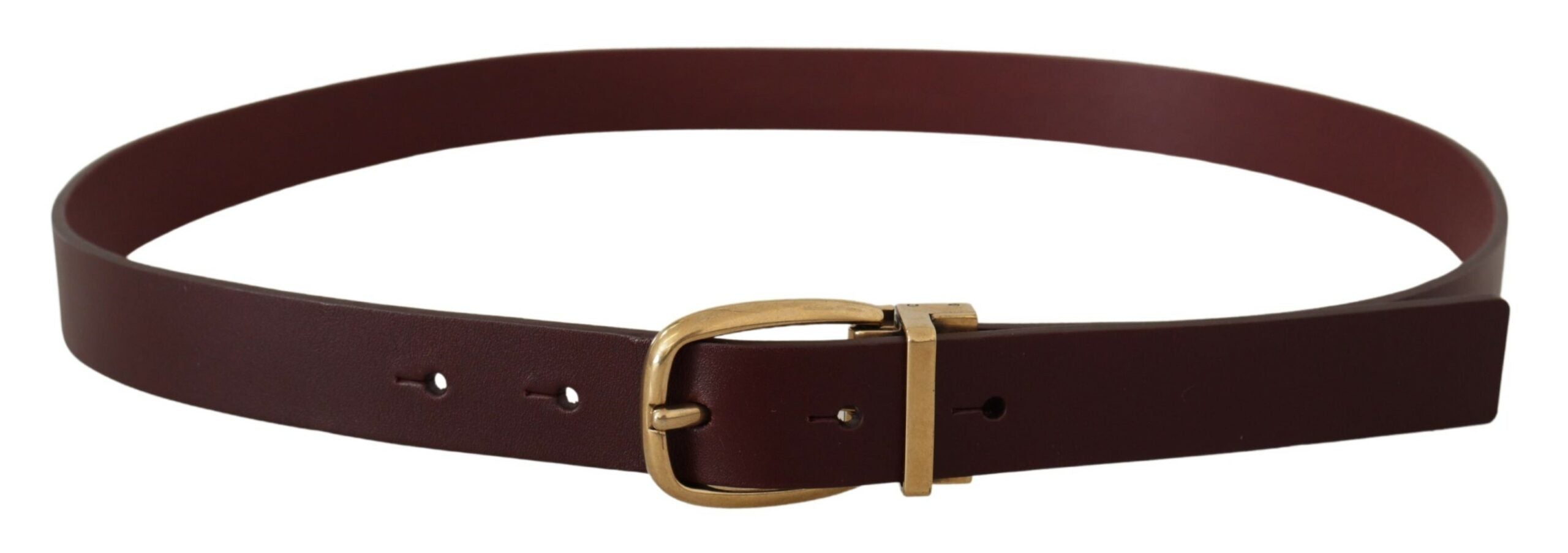 Dolce &amp; Gabbana Ceinture élégante en cuir marron avec boucle dorée