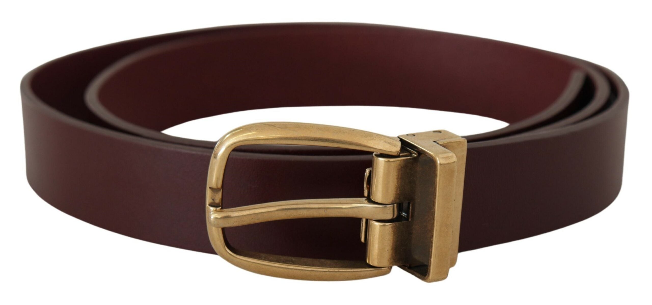 Dolce &amp; Gabbana Ceinture élégante en cuir marron avec boucle dorée