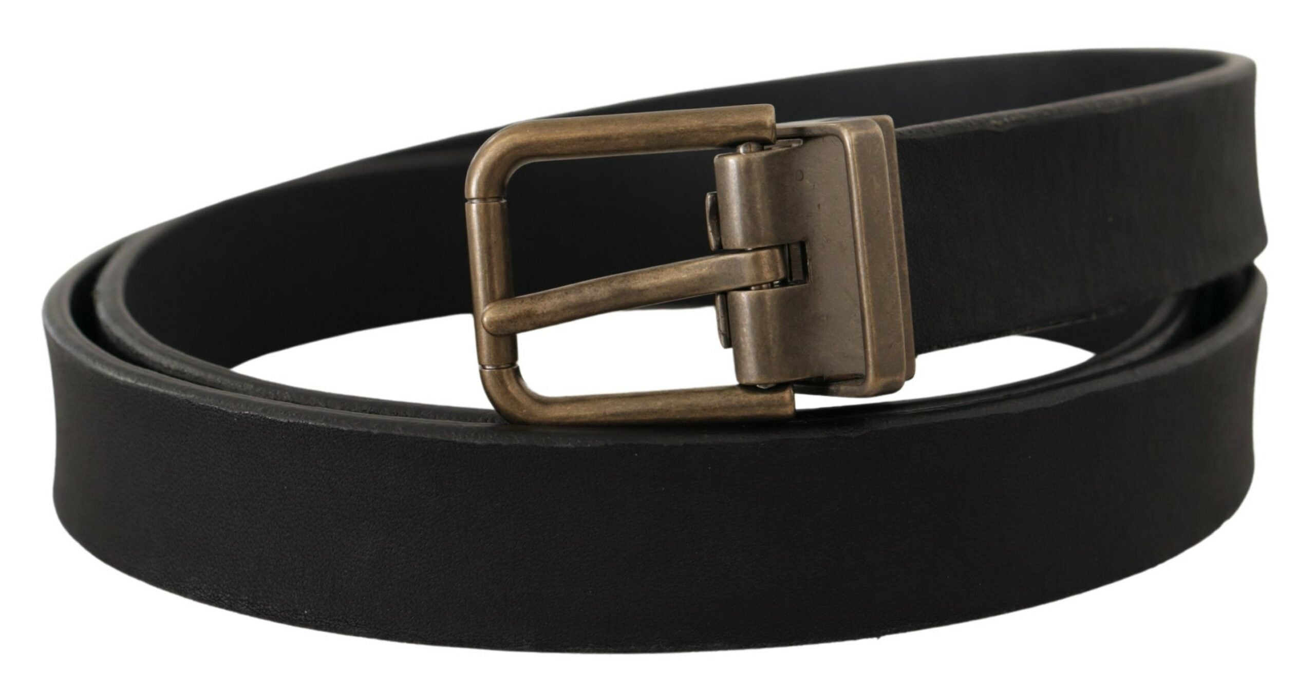 Dolce &amp; Gabbana Ceinture élégante en cuir noir avec boucle en métal vintage