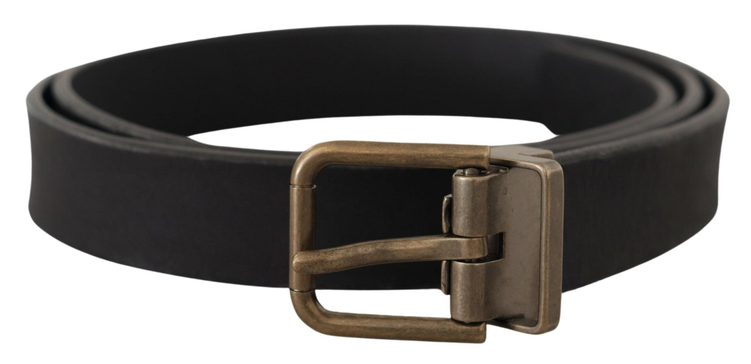 Dolce &amp; Gabbana Ceinture élégante en cuir noir avec boucle en métal vintage