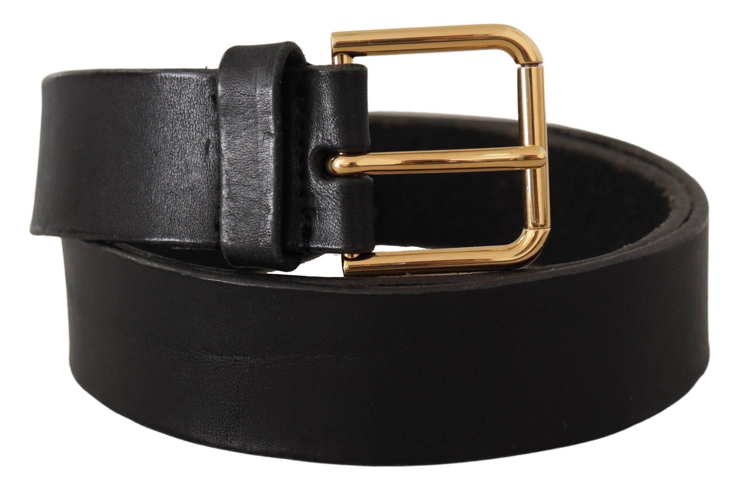 Dolce &amp; Gabbana Ceinture élégante en cuir noir avec boucle en métal