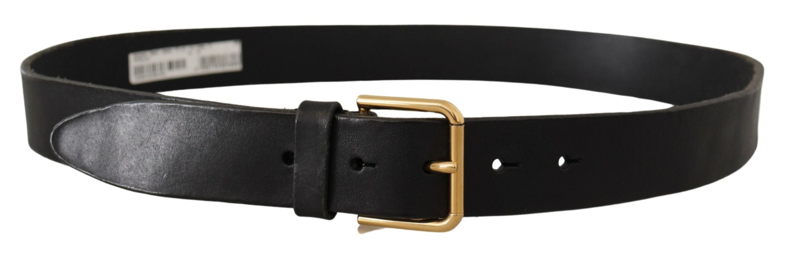 Dolce &amp; Gabbana Ceinture élégante en cuir noir avec boucle en métal