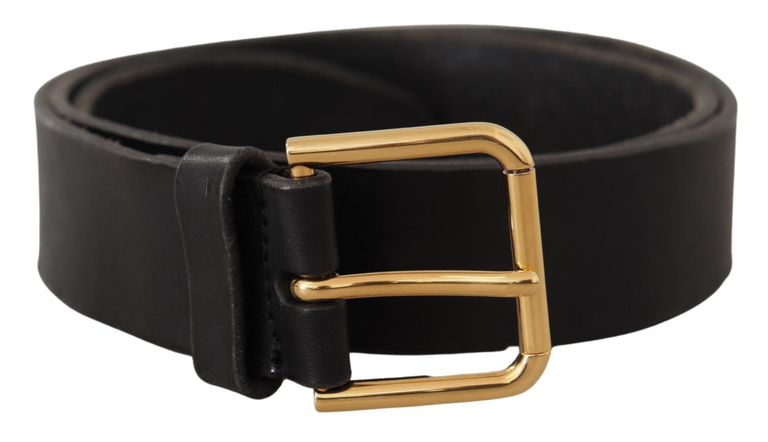 Dolce &amp; Gabbana Ceinture élégante en cuir noir avec boucle en métal