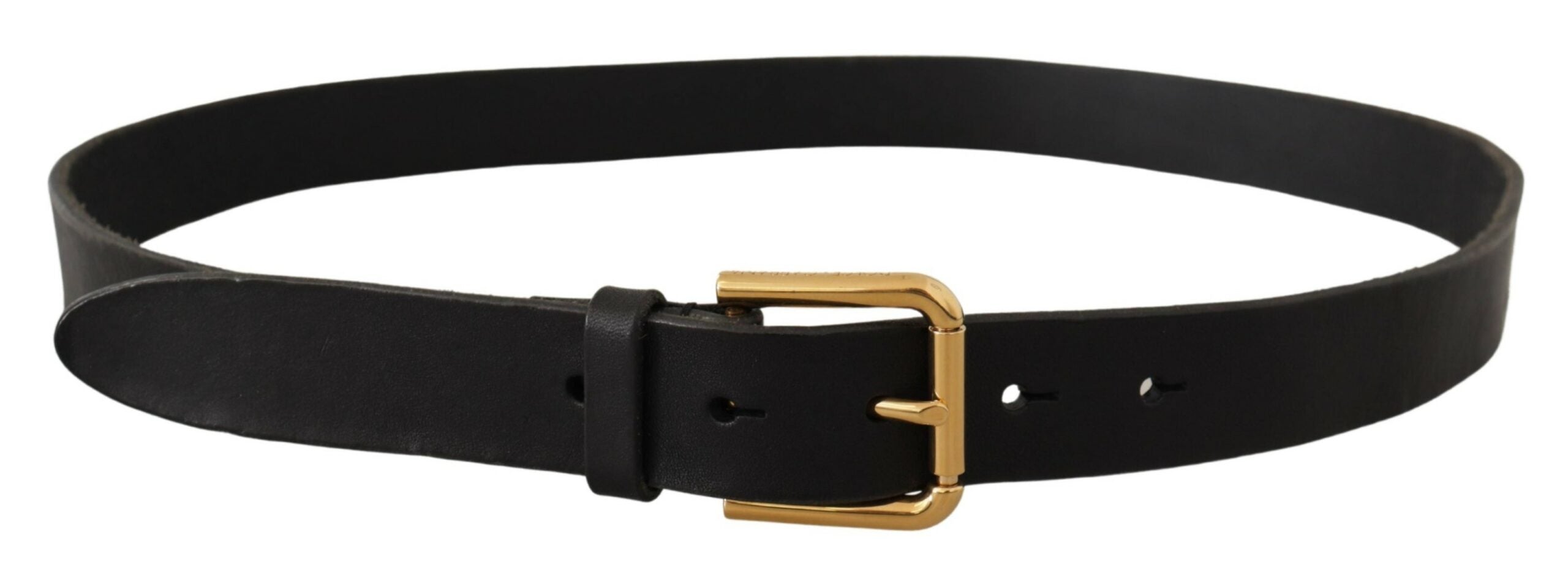 Dolce &amp; Gabbana Ceinture élégante en cuir noir avec boucle en métal