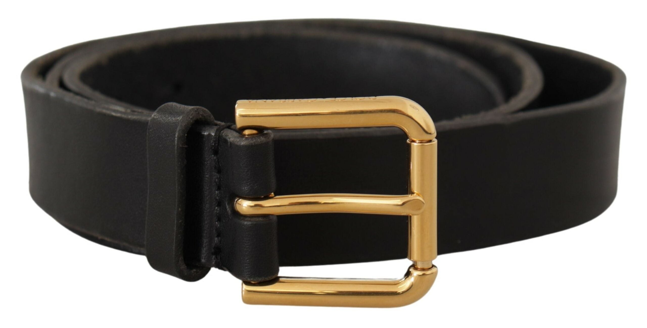 Dolce &amp; Gabbana Ceinture élégante en cuir noir avec boucle en métal